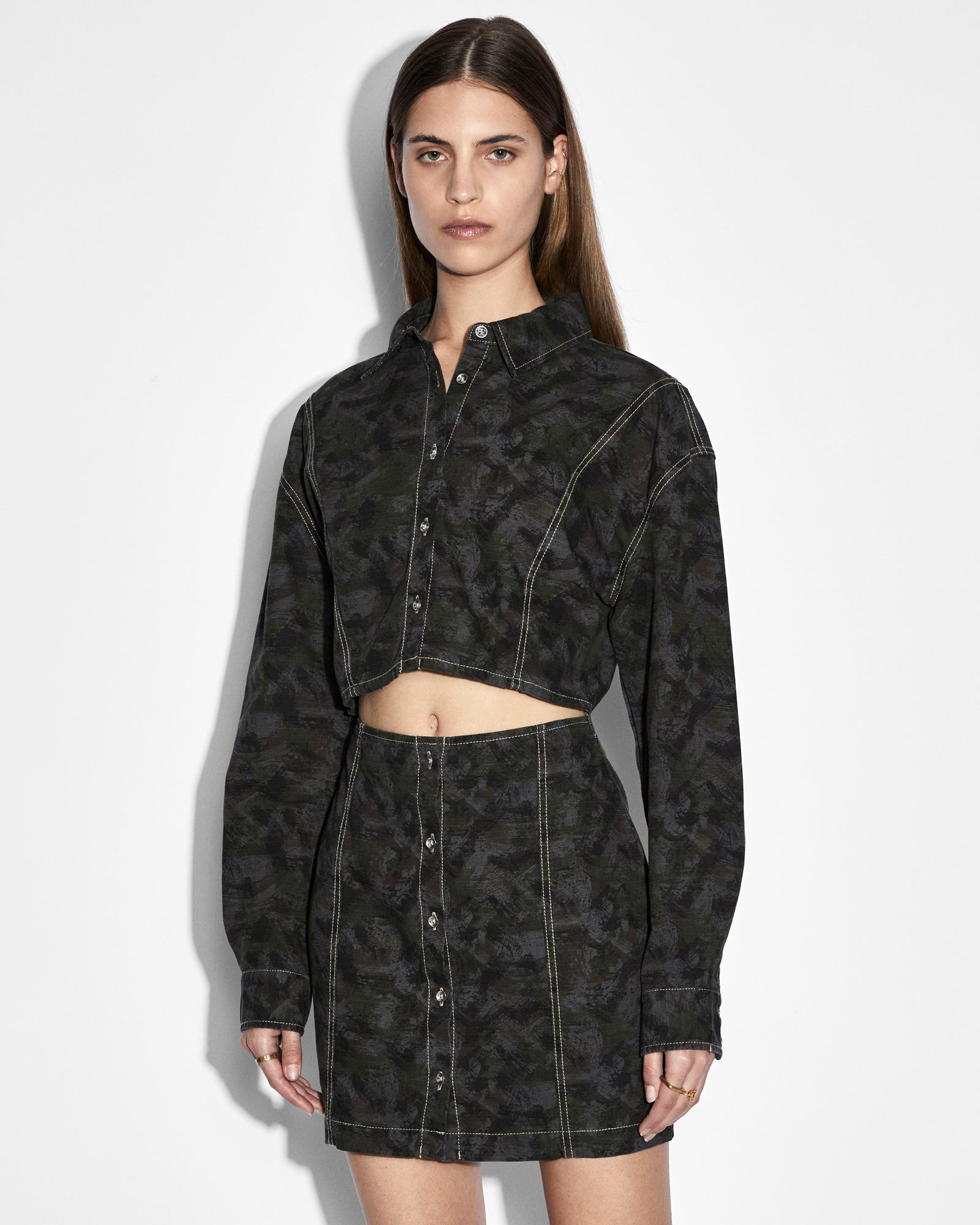 Buy Cutout Shirt Dress Camo | Cotton Mini Dress | KSUBI