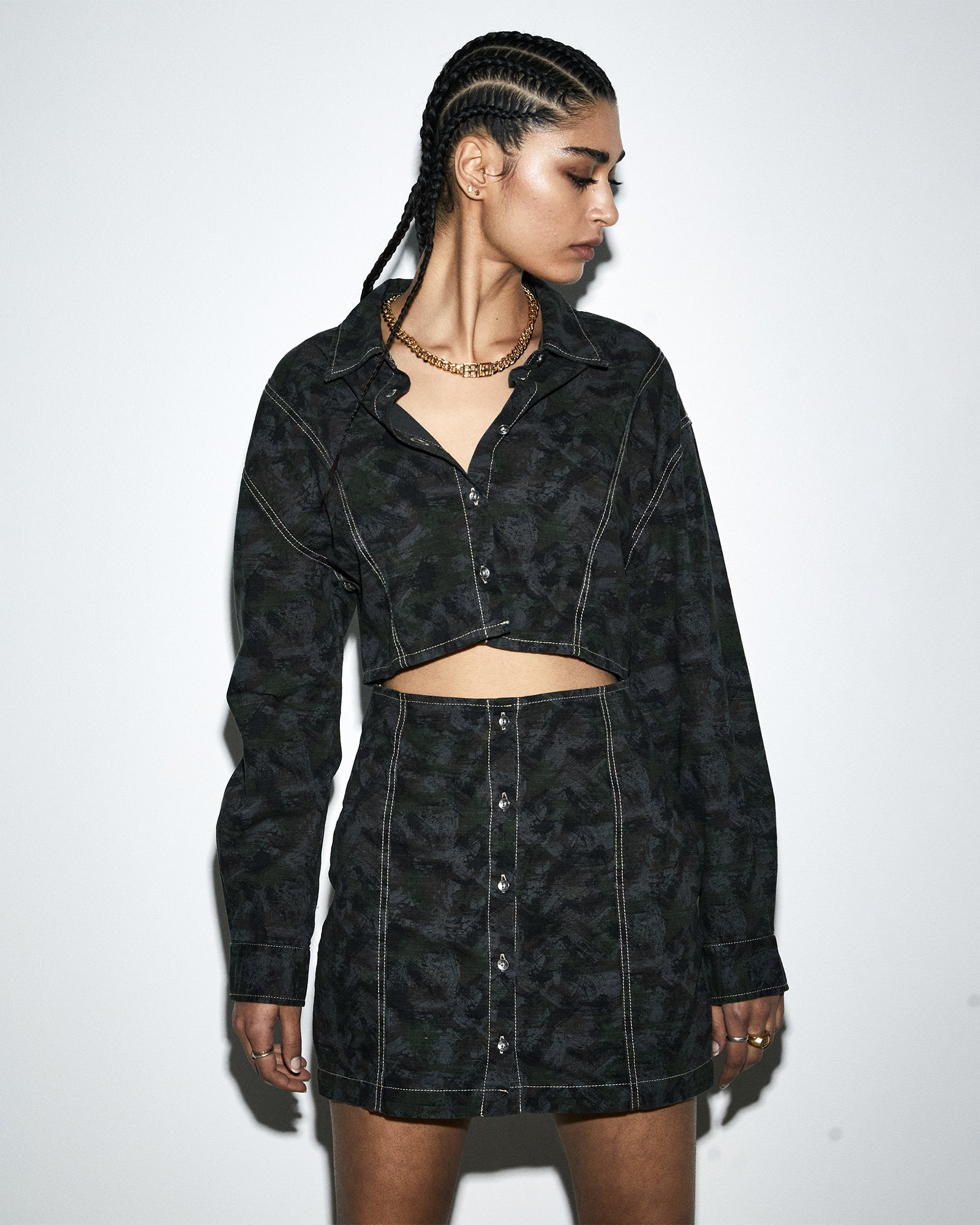 Buy Cutout Shirt Dress Camo | Cotton Mini Dress | KSUBI - Image 2