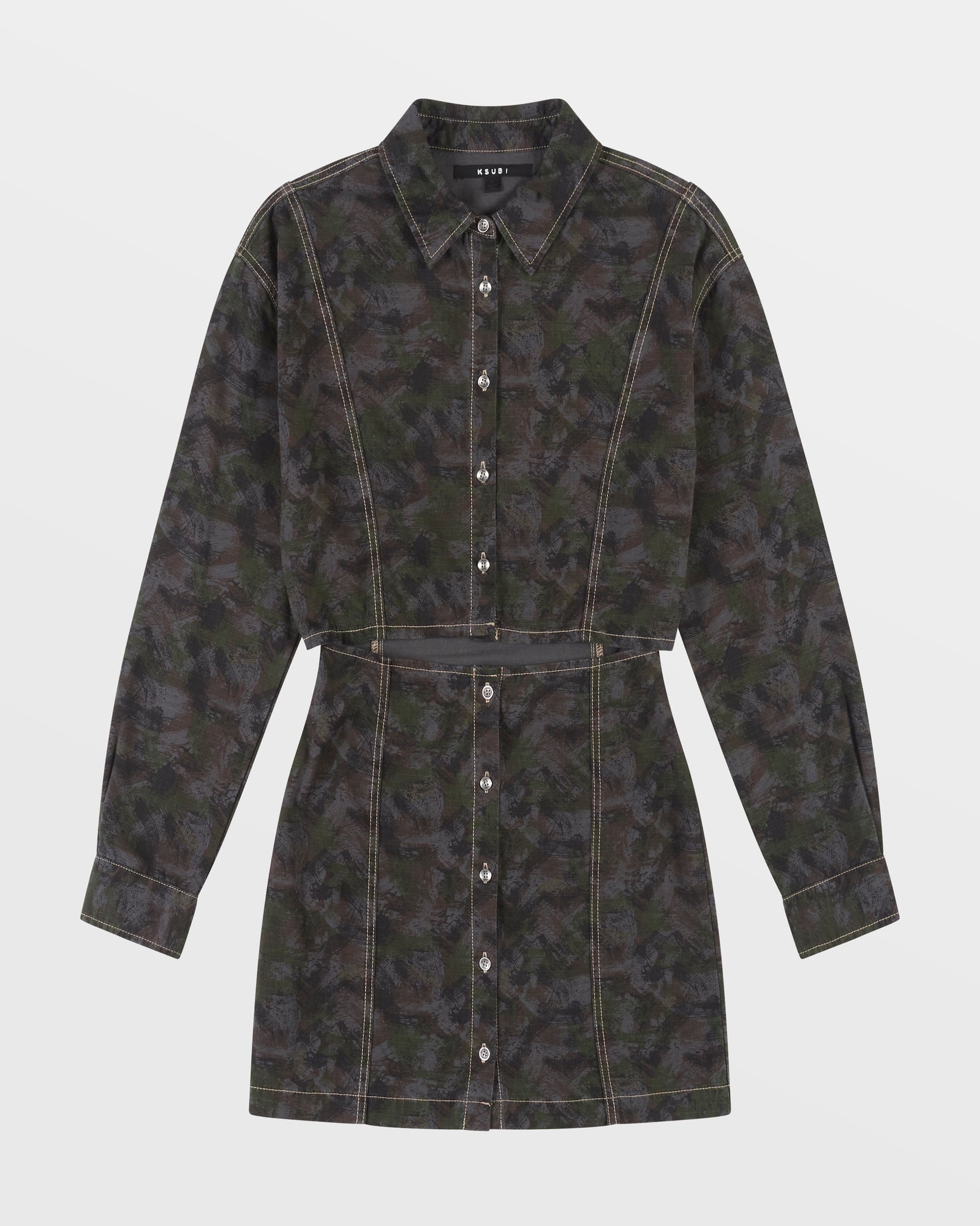 Buy Cutout Shirt Dress Camo | Cotton Mini Dress | KSUBI - Image 5