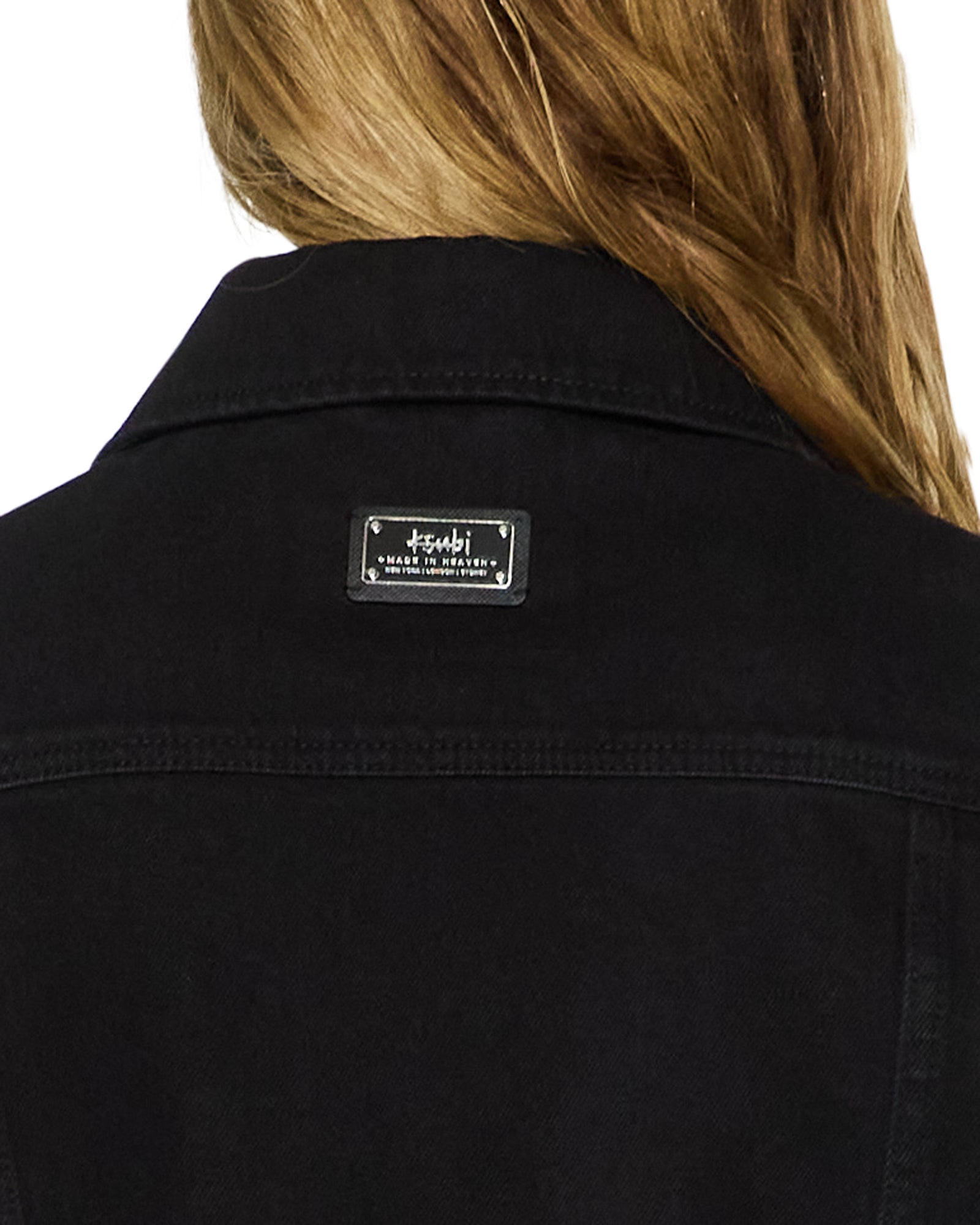 Womens Slim Trucker Jet Black Jackets - Image 3