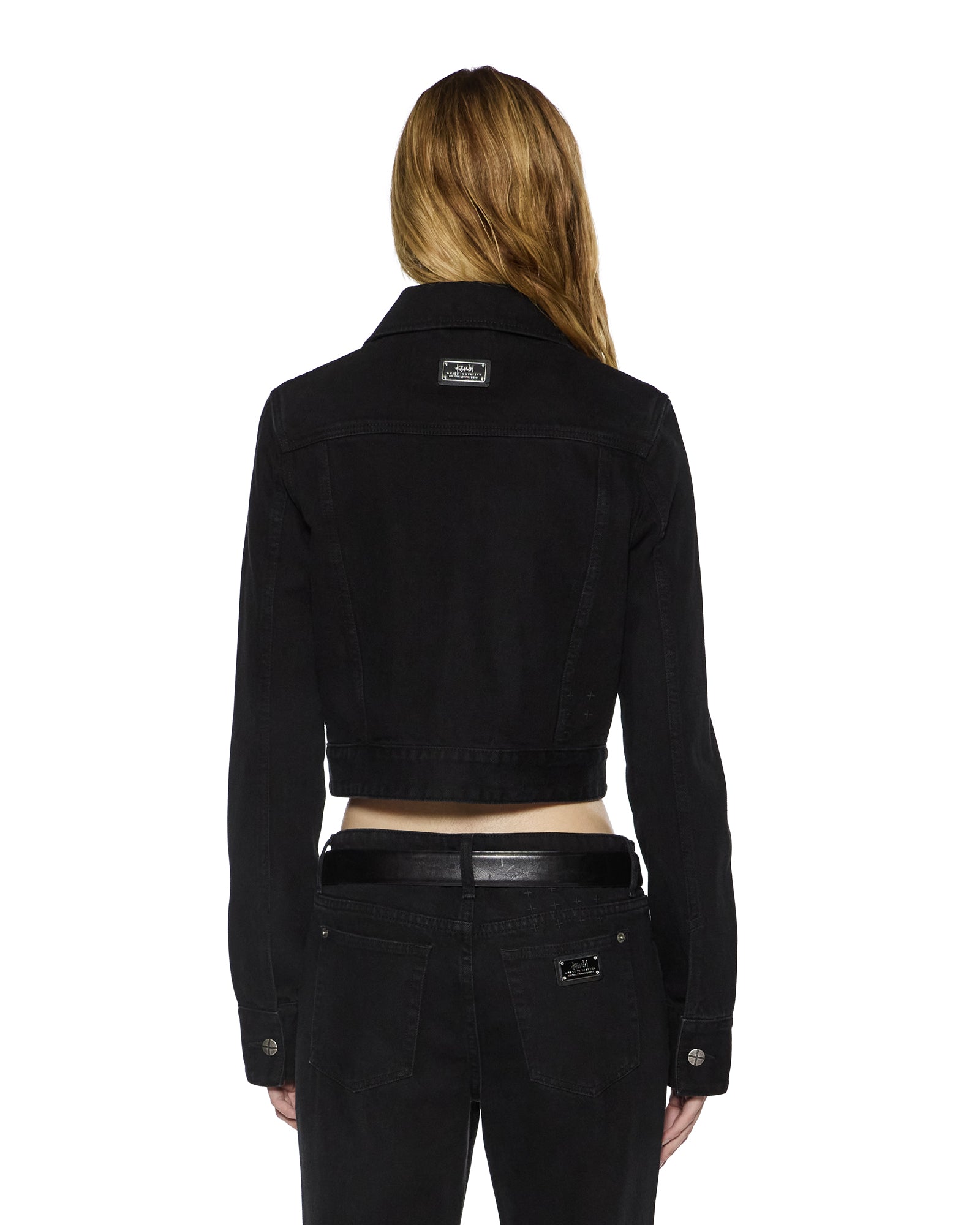 Womens Slim Trucker Jet Black Jackets - Image 5