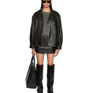 Creed Oversized Leather Jacket - Aged Black