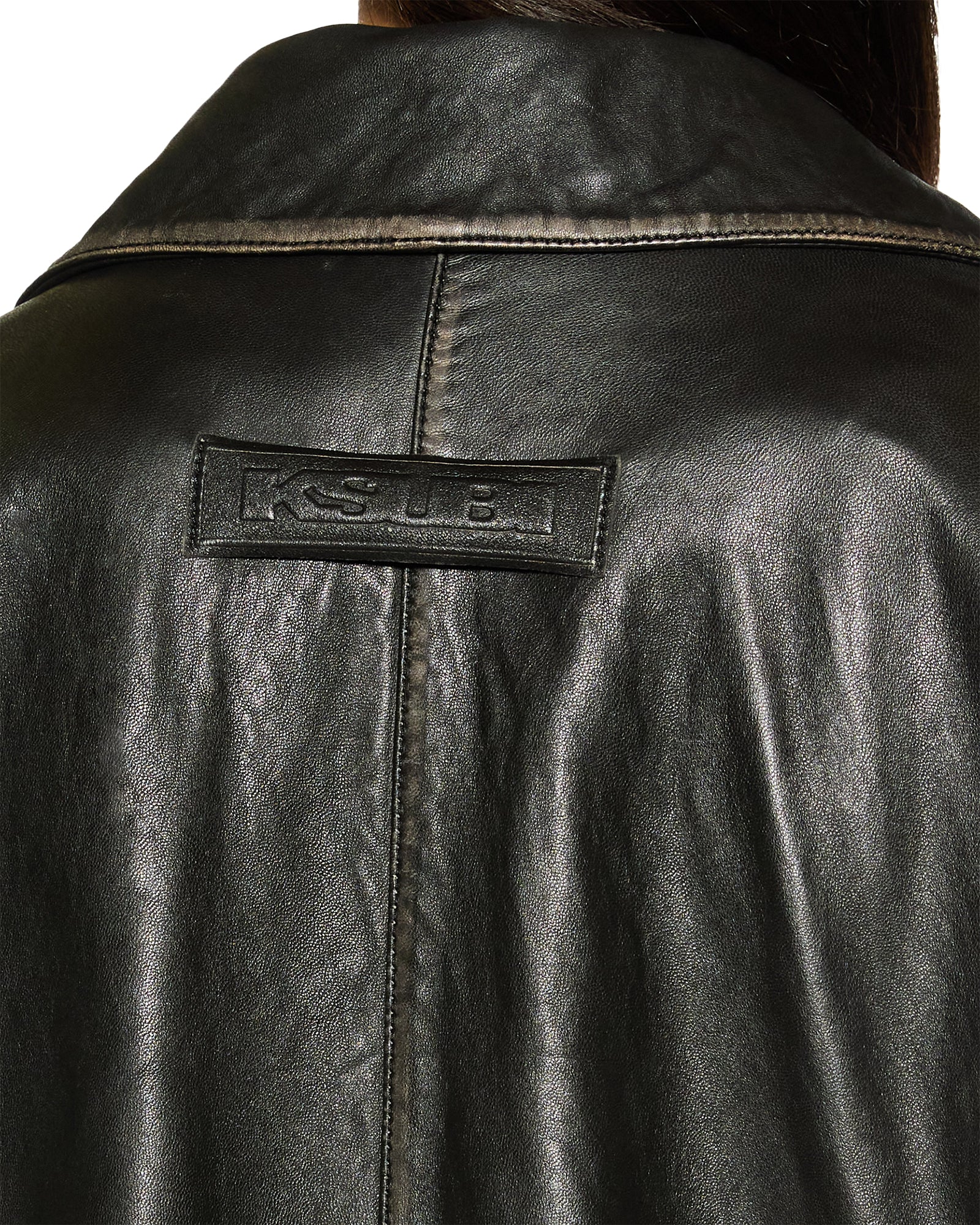 Creed Oversized Leather Jacket - Aged Black - Image 5