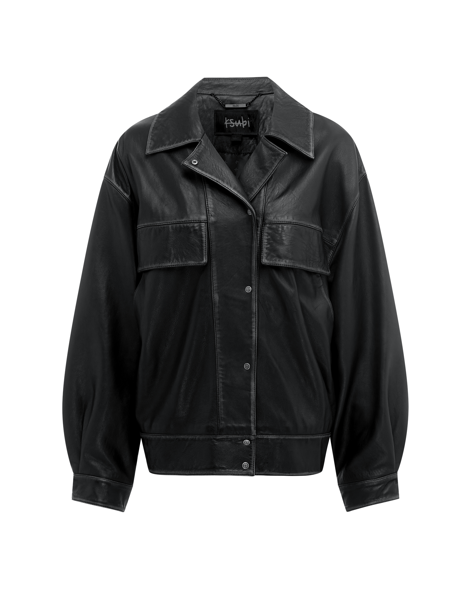 Creed Oversized Leather Jacket - Aged Black - Image 7