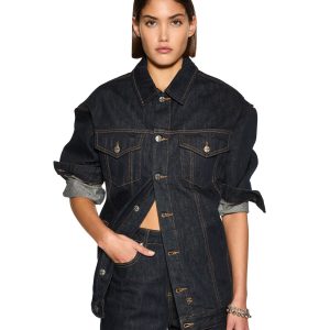 Longline Trucker Original Oversized Jacket - Dark Wash