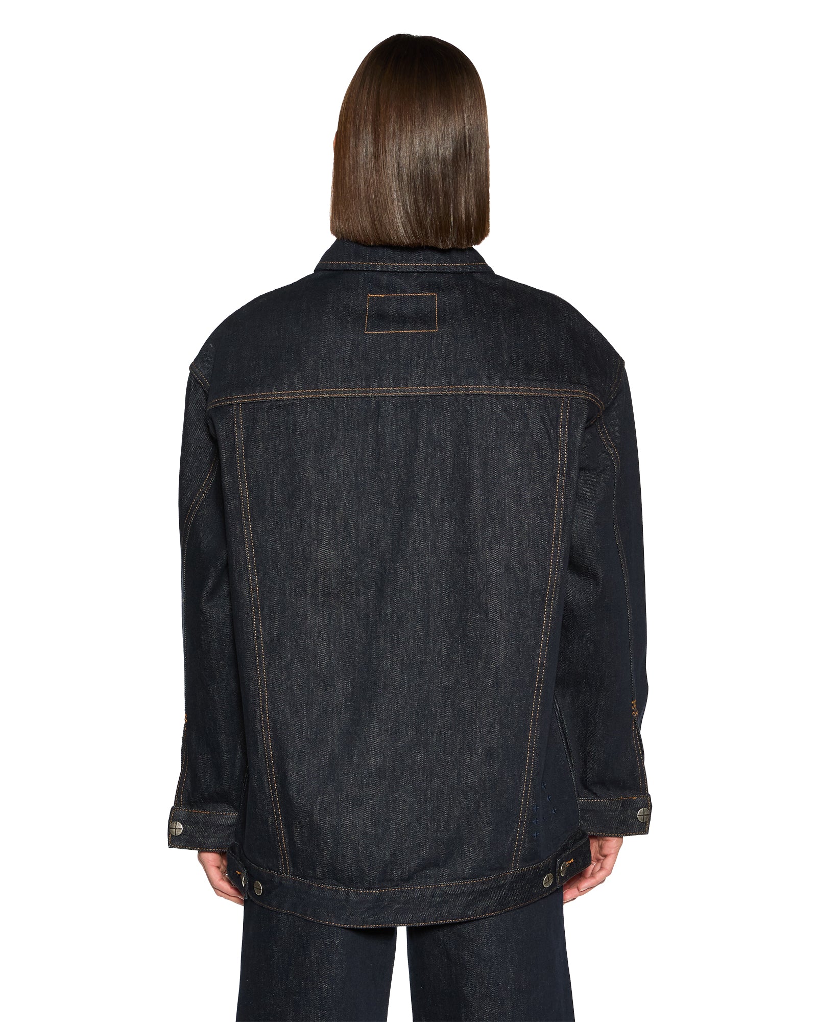 Longline Trucker Original Oversized Jacket - Dark Wash - Image 3