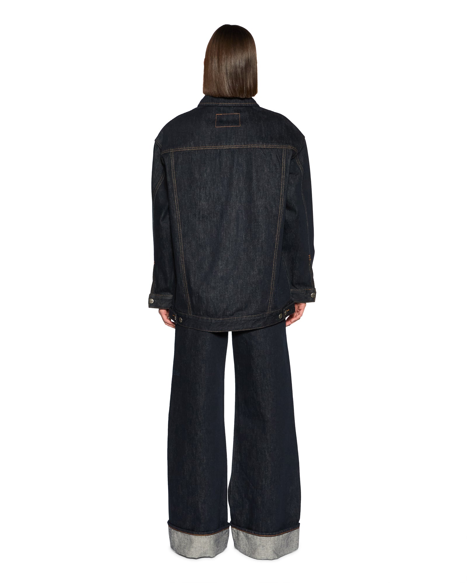 Longline Trucker Original Oversized Jacket - Dark Wash - Image 4
