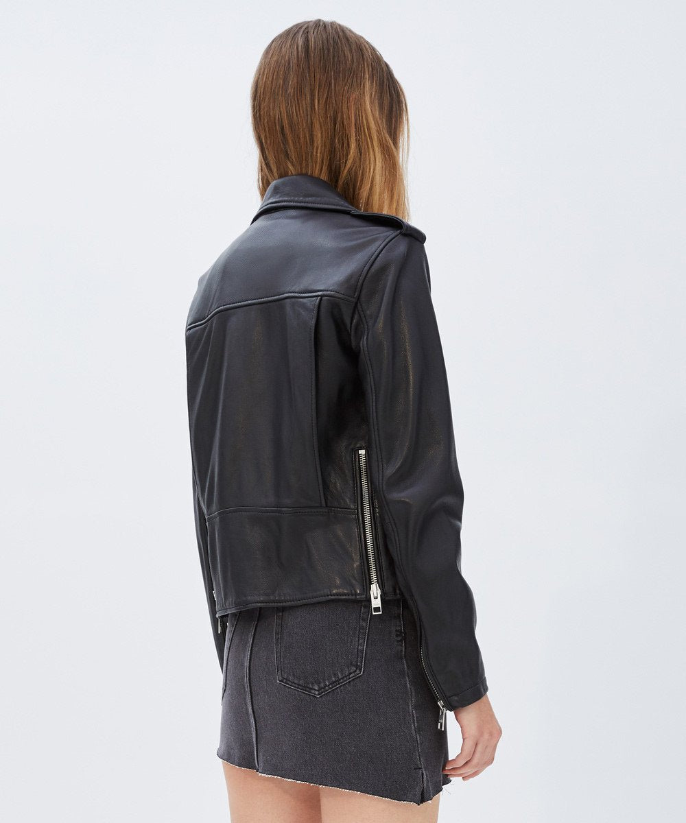 Womens Bad Company Biker Black Leather Jackets - Image 5