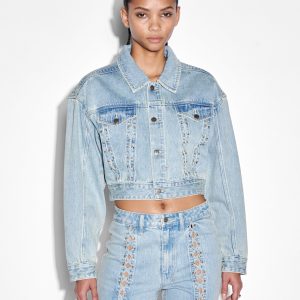 Buy Billie Jacket Dove Laced | Denim Trucker Jacket | KSUBI
