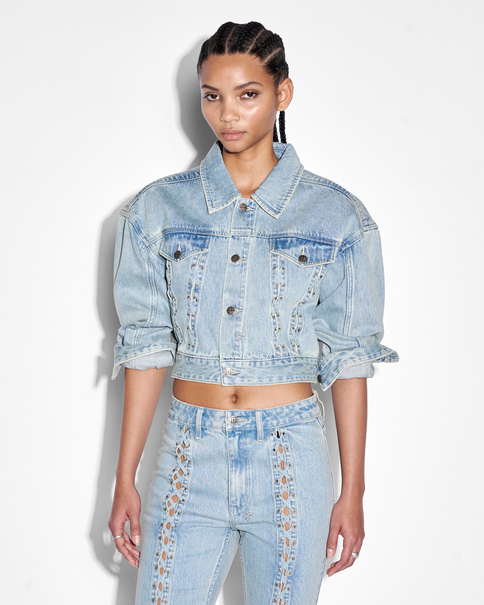 Buy Billie Jacket Dove Laced | Denim Trucker Jacket | KSUBI - Image 6