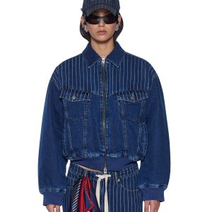 Womens District Bomber Mayfair Blue Spliced Jackets