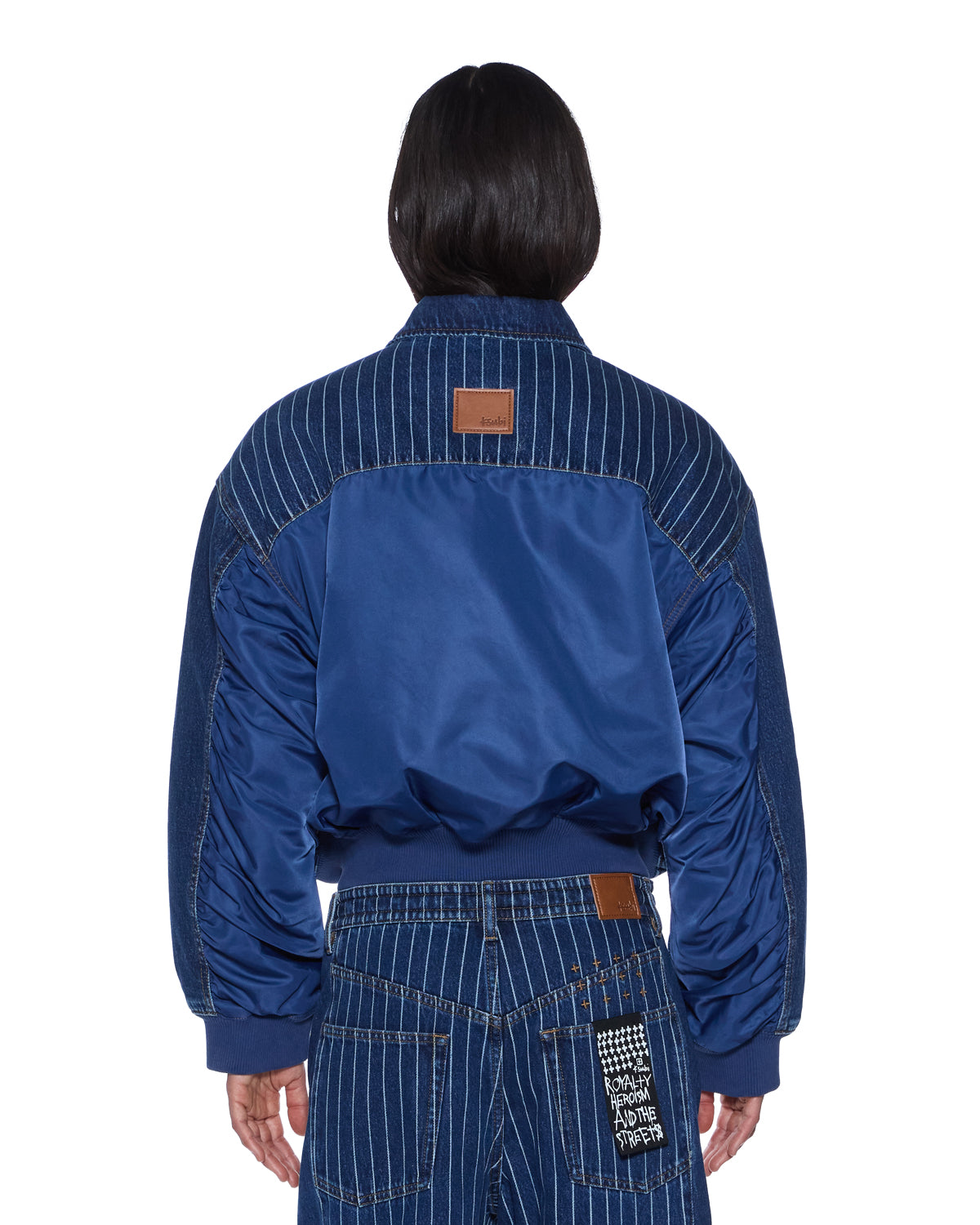 Womens District Bomber Mayfair Blue Spliced Jackets - Image 4