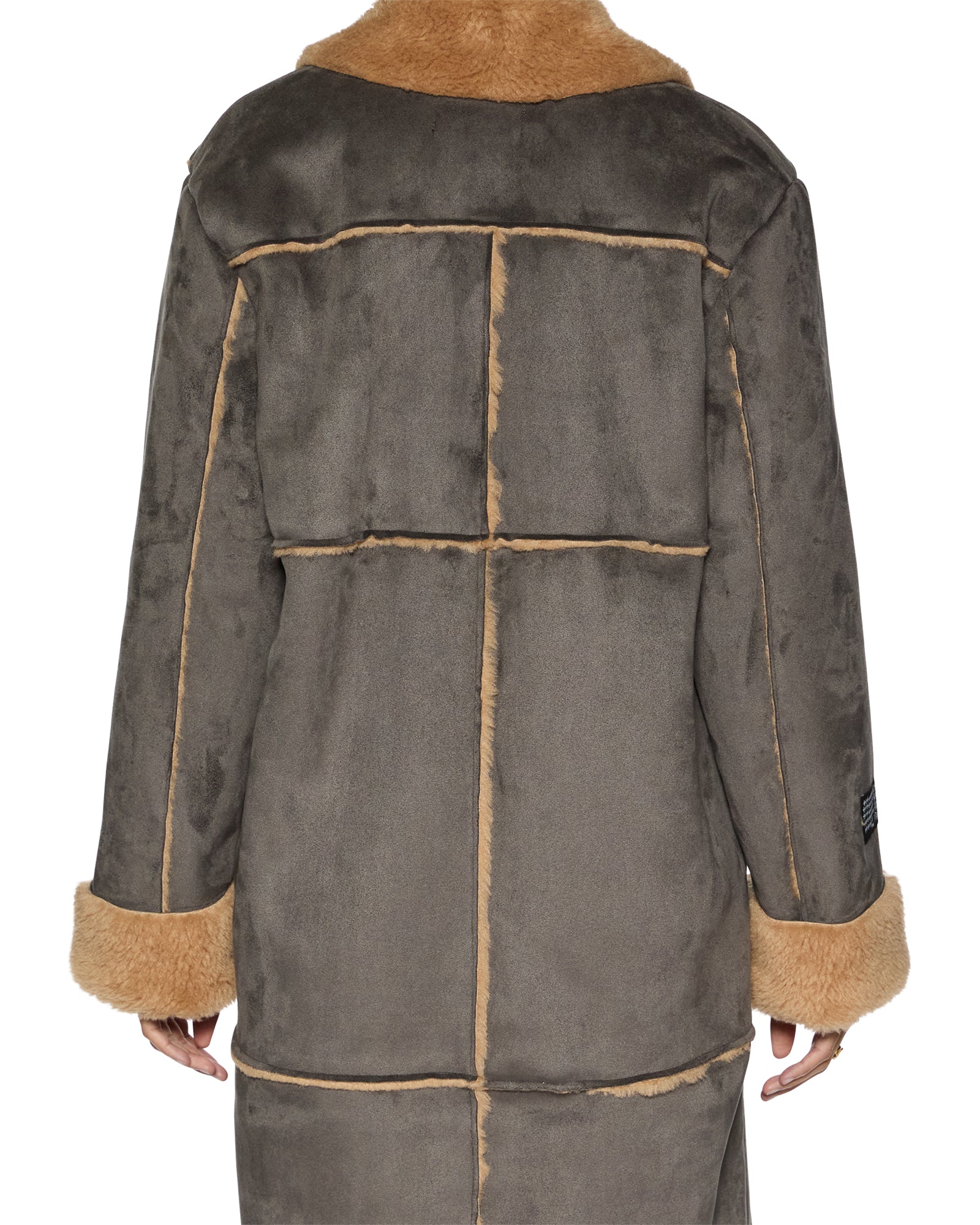 Hustler Steel & Tan Oversized Wool Coat - Image 6