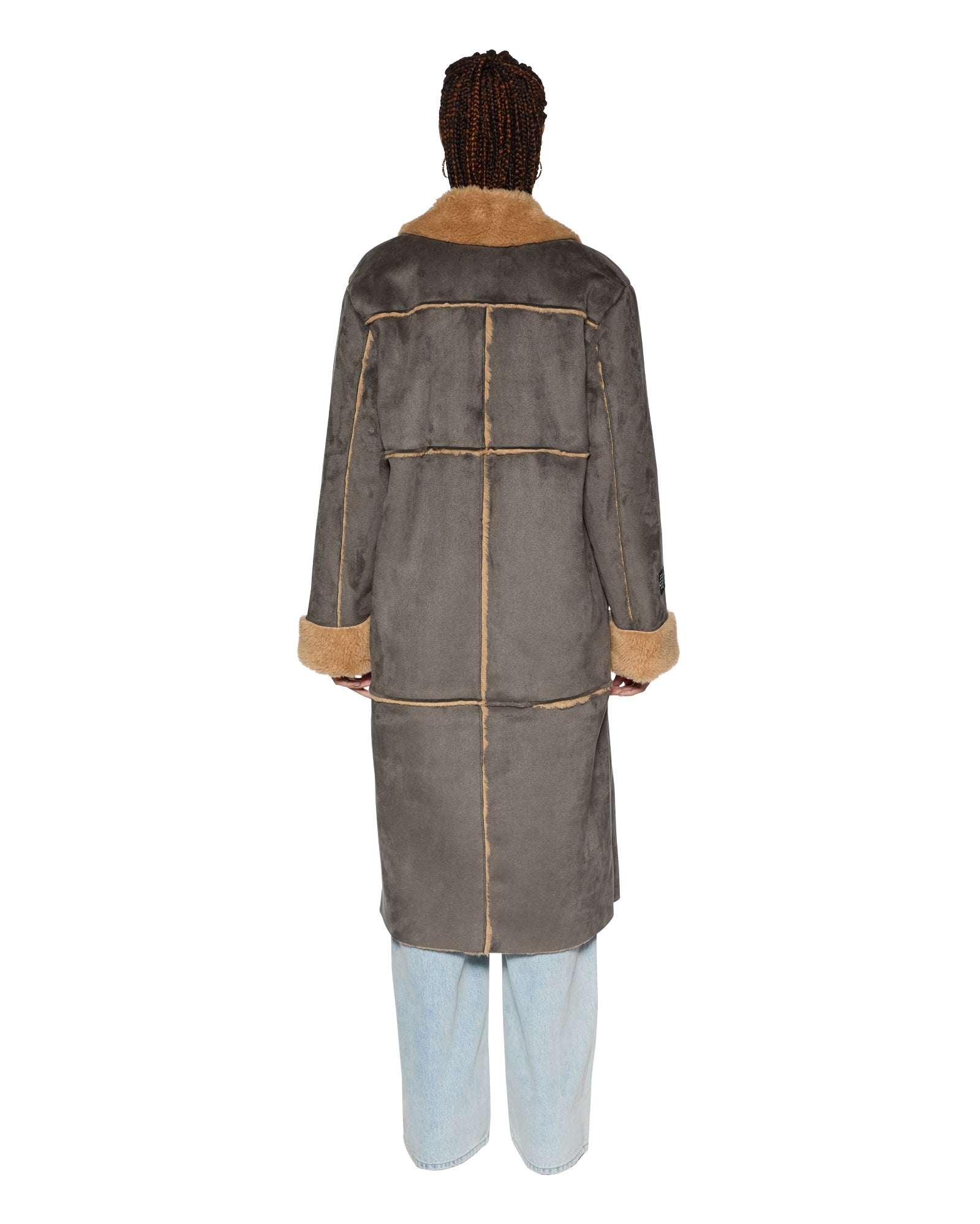Hustler Steel & Tan Oversized Wool Coat - Image 7