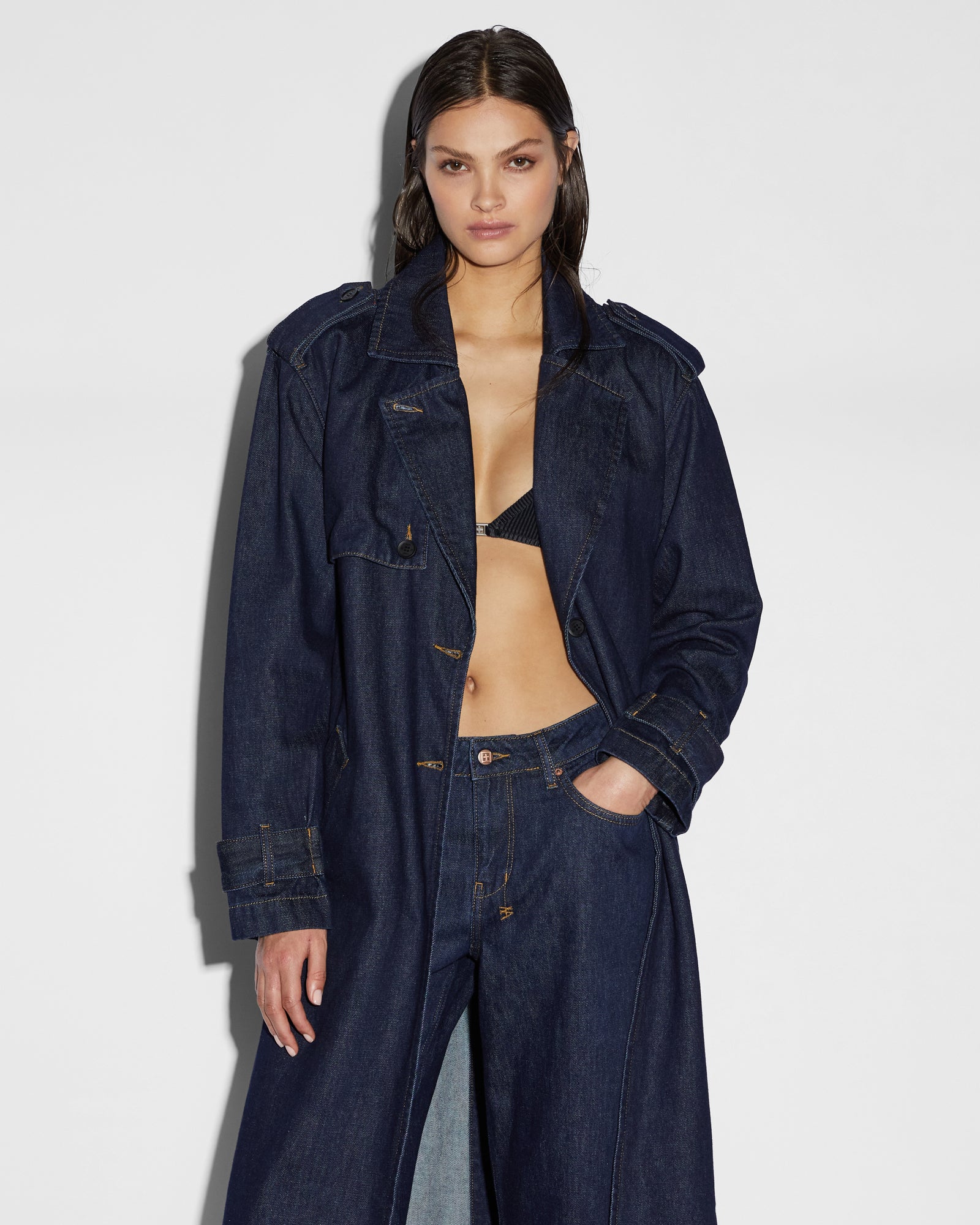 Affinity Trench Coat Legacy - Dark Blue Denim - Image 4