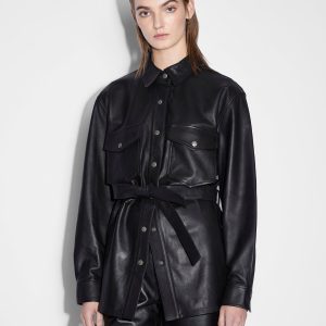 Voyager Shacket Black Leather