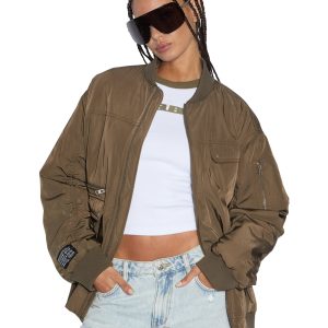 Score Bomber Womens Jackets - Khaki And Cedar