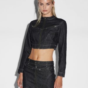 Paradigm Crop Denim Jacket - Midnight Black
