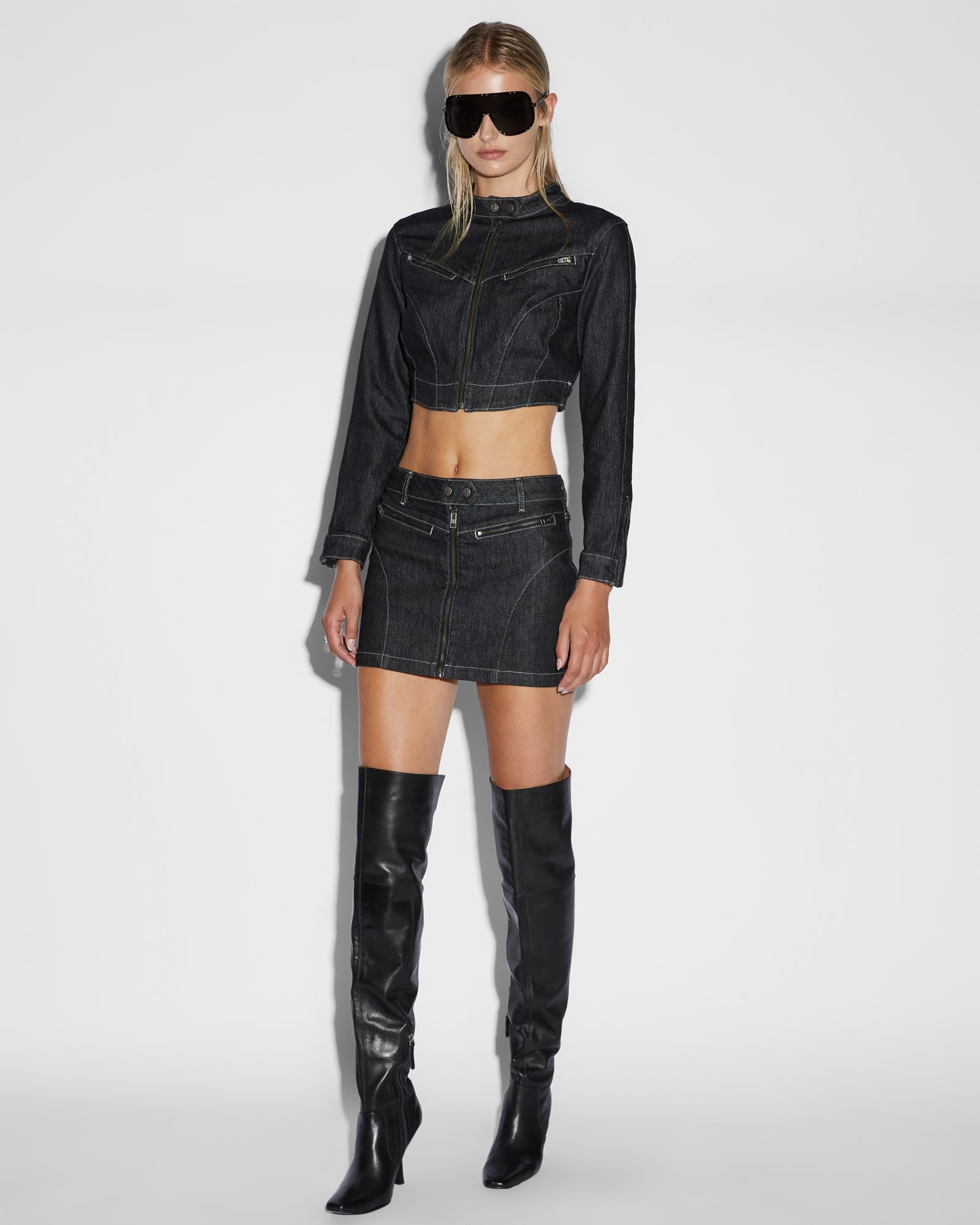 Paradigm Crop Denim Jacket - Midnight Black - Image 2