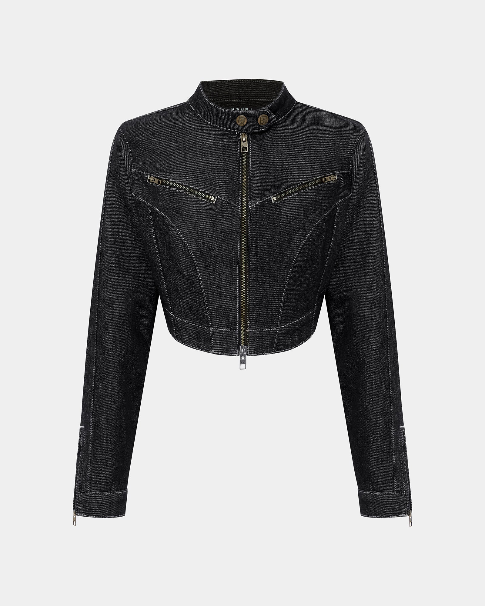 Paradigm Crop Denim Jacket - Midnight Black - Image 5