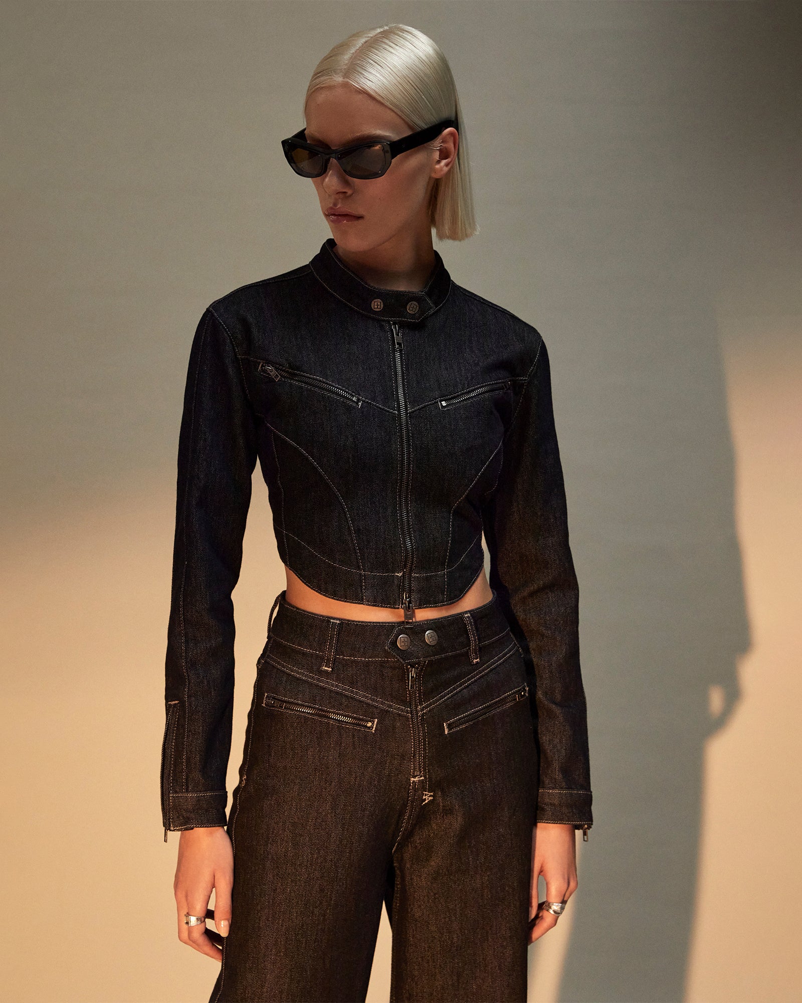 Paradigm Crop Denim Jacket - Midnight Black - Image 6