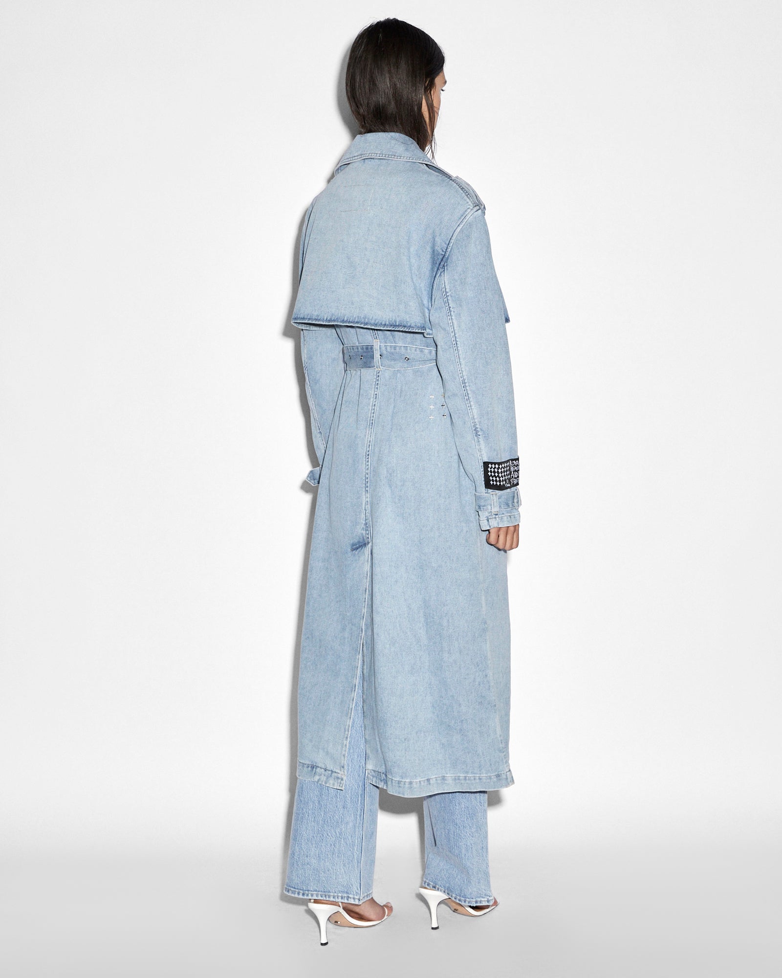 Kult Full Length Denim Trench - Light Blue Wash - Image 2