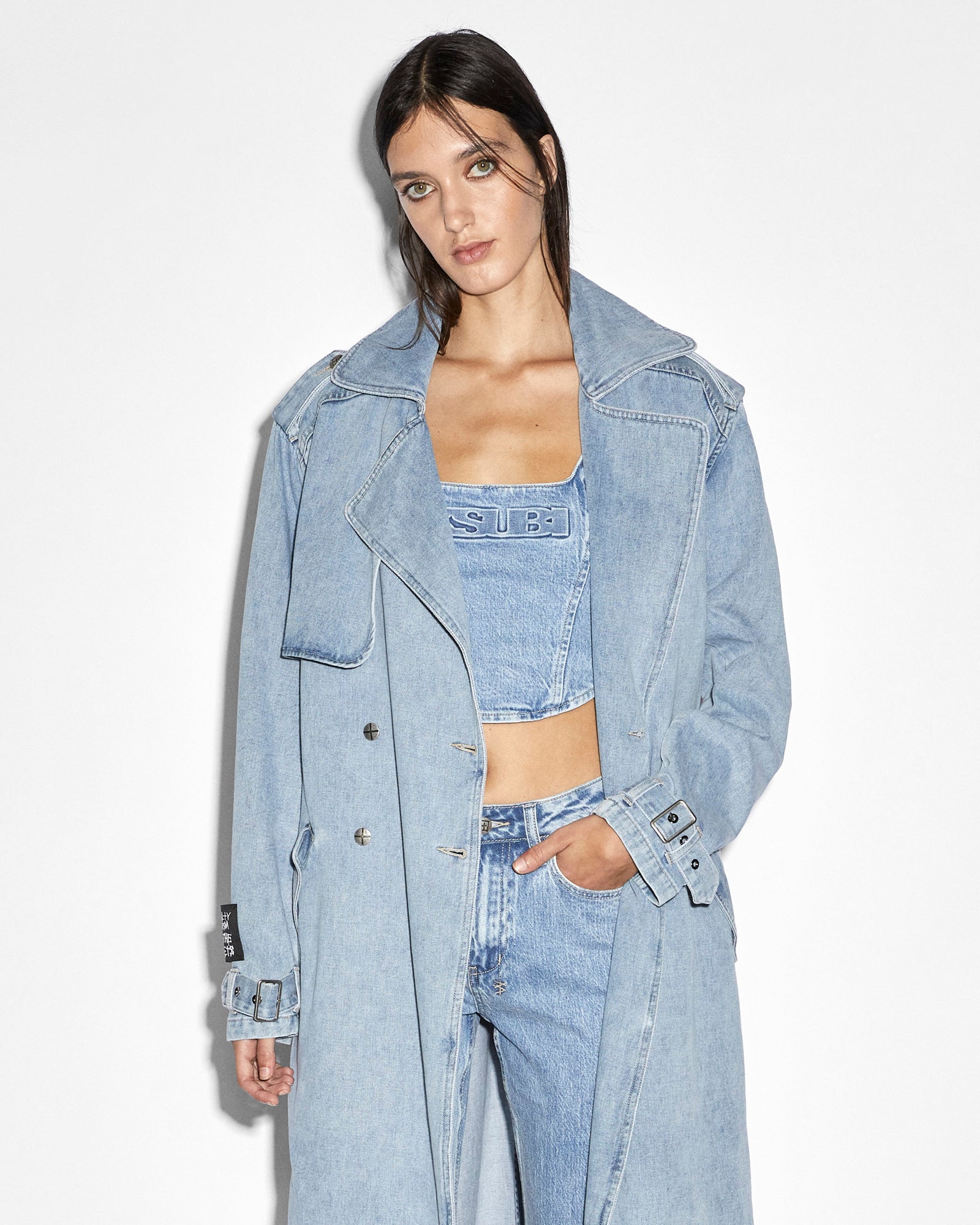 Kult Full Length Denim Trench - Light Blue Wash - Image 3