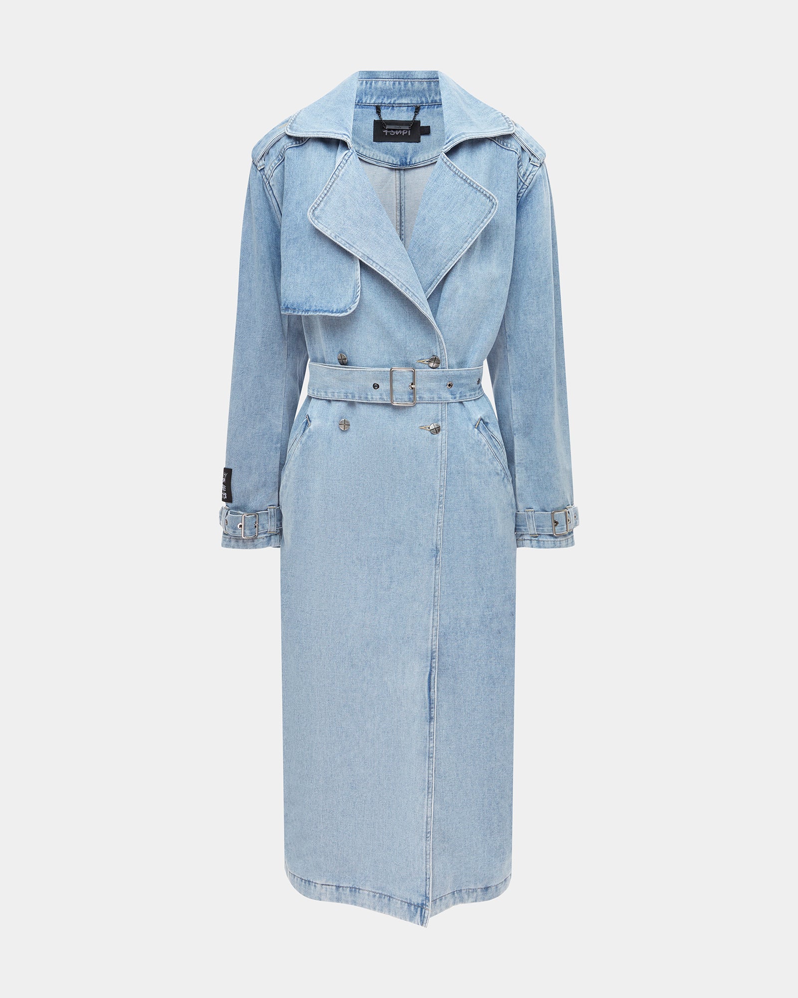 Kult Full Length Denim Trench - Light Blue Wash - Image 5