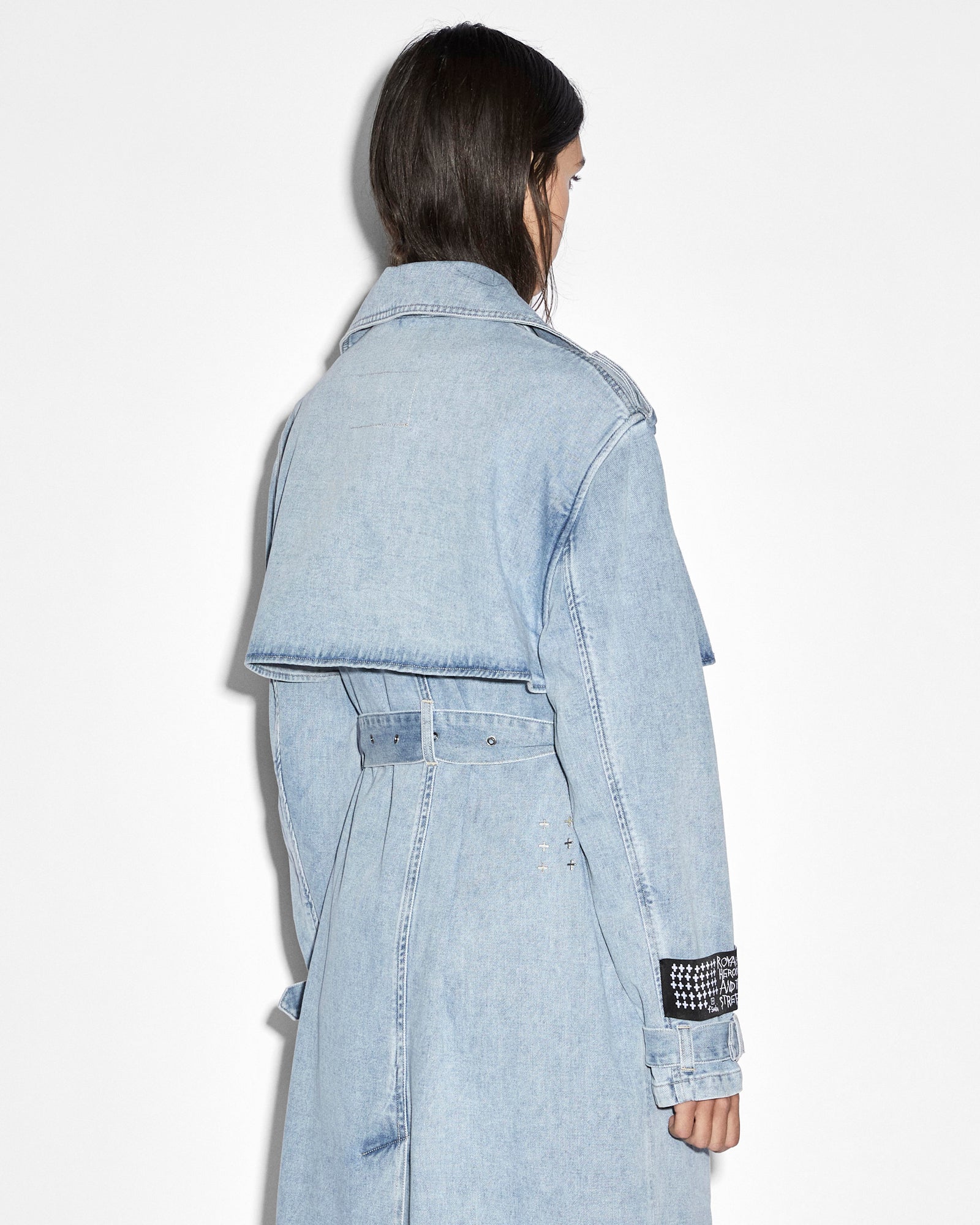 Kult Full Length Denim Trench - Light Blue Wash - Image 6
