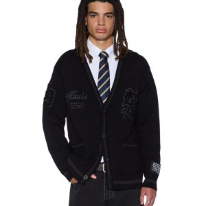 Mens Playoff Cardigan Black Knitwear