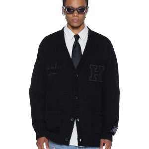 Mens Salud Cardigan Jet Black Knitwear