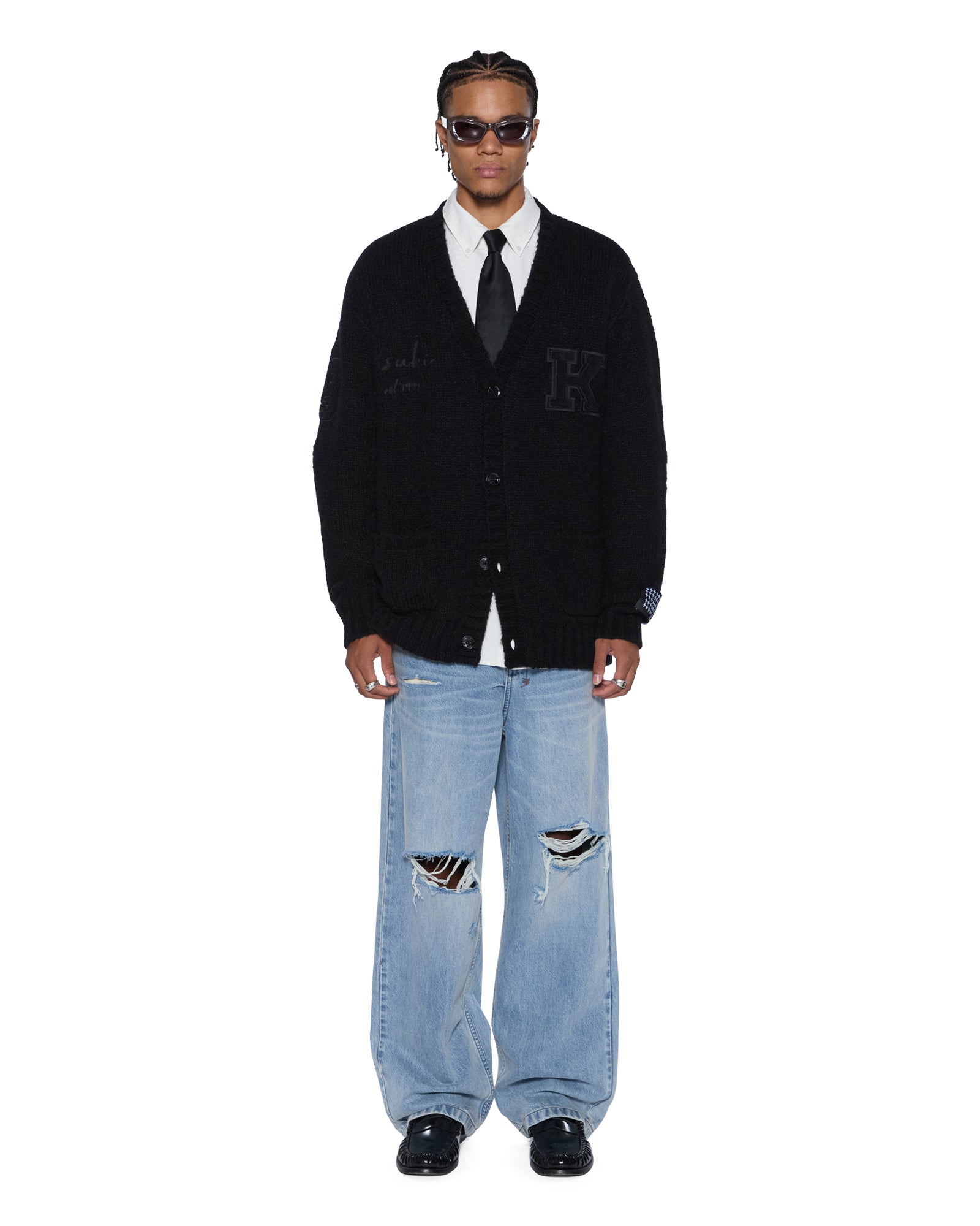 Mens Salud Cardigan Jet Black Knitwear - Image 2