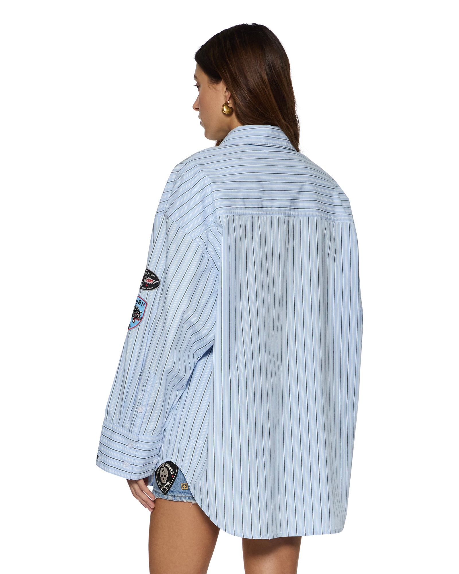 Womens Astra Ls Shirt Blue Stripe Badge Shirts - Image 4