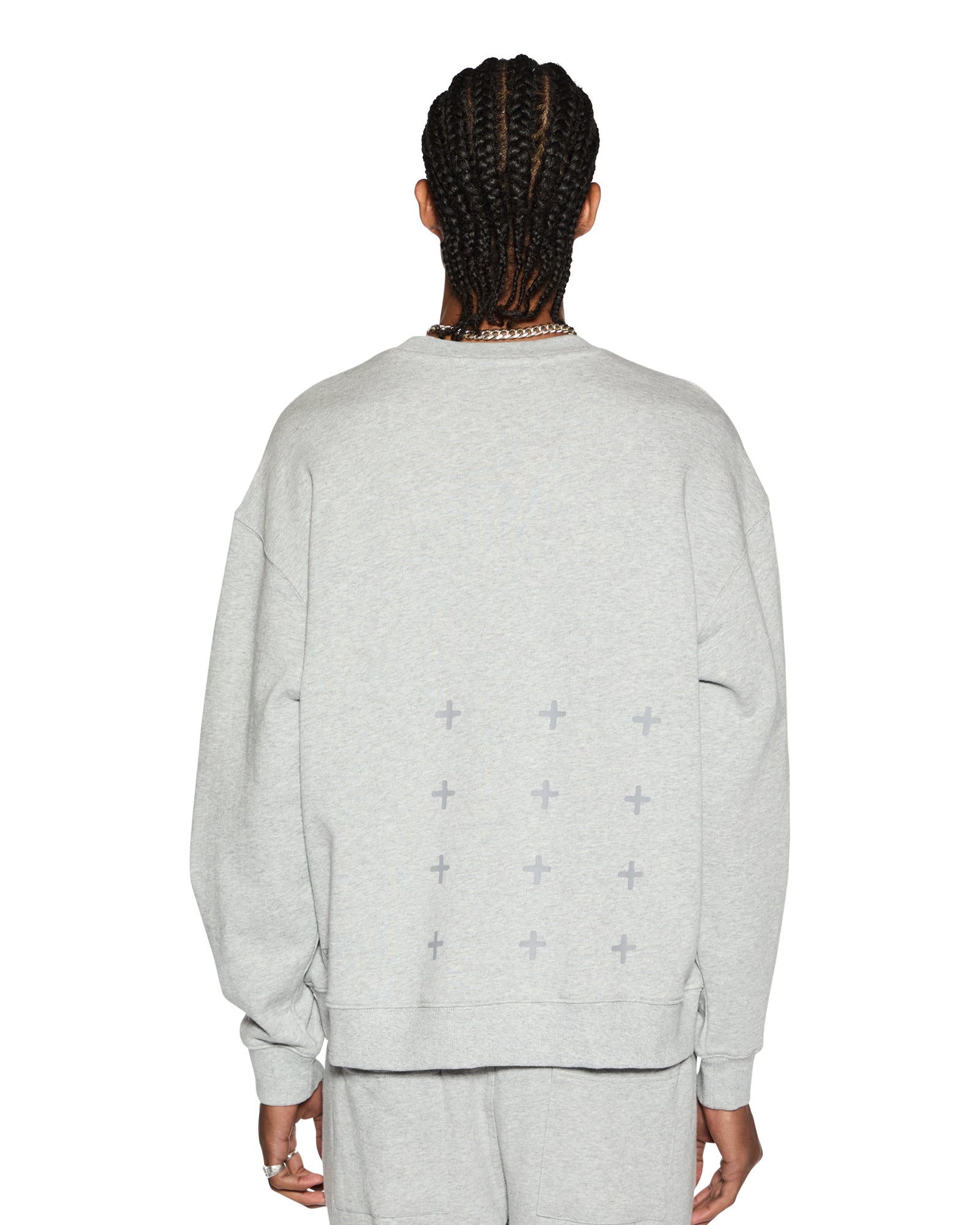 Buy 4 x 4 Biggie Crew Grey Marle | Grey Sweater | Ksubi - Image 3