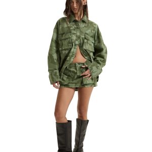 Womens Micro Mini Cargo Skirt Hash Camo Skirts