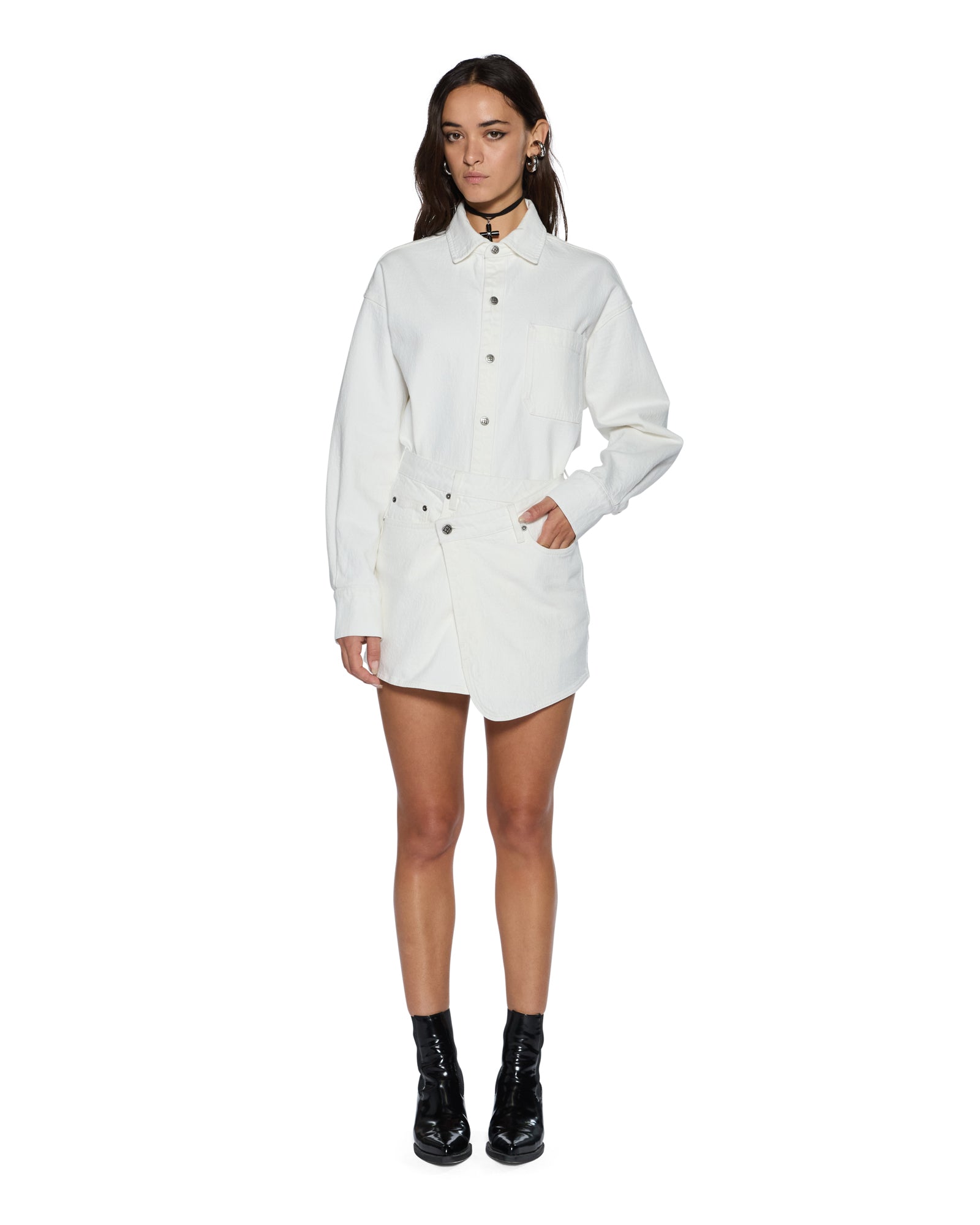 Womens Rap Skirt Curve Ecru Skirts - Image 2