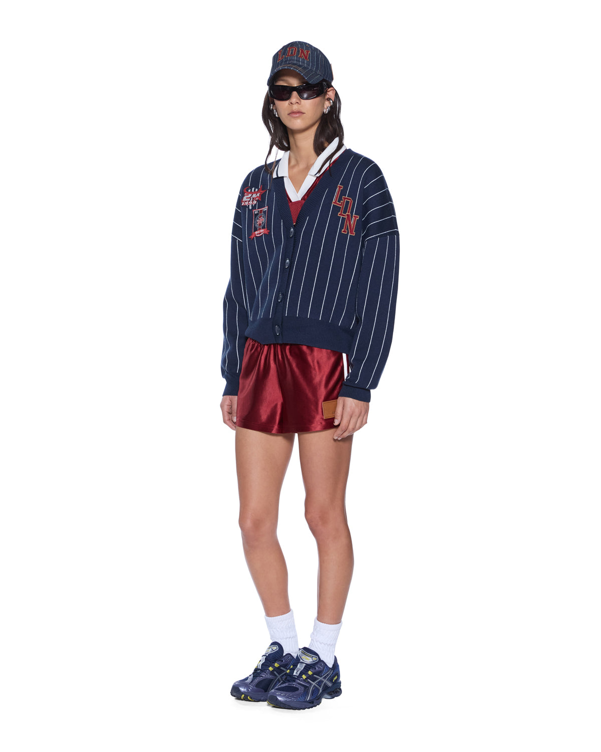 Womens Dean Cardigan Navy Pinstripe Knitwear - Image 4