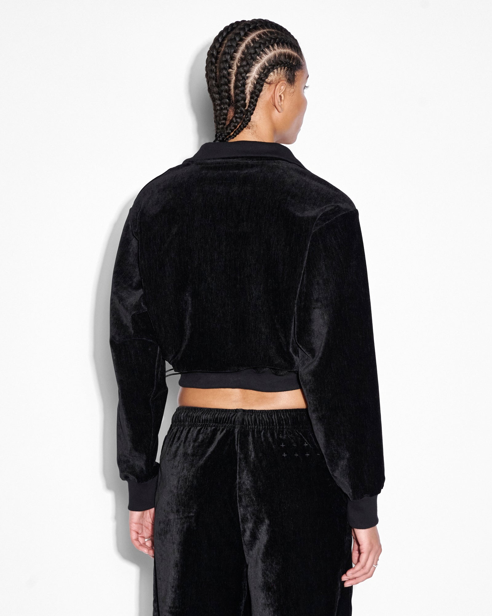 Buy Richie Half Zip Crop Black | Velour Cropped Top | KSUBI - Image 3