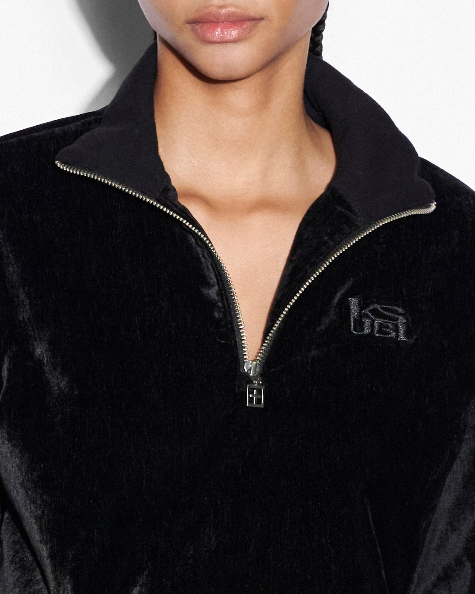 Buy Richie Half Zip Crop Black | Velour Cropped Top | KSUBI - Image 6