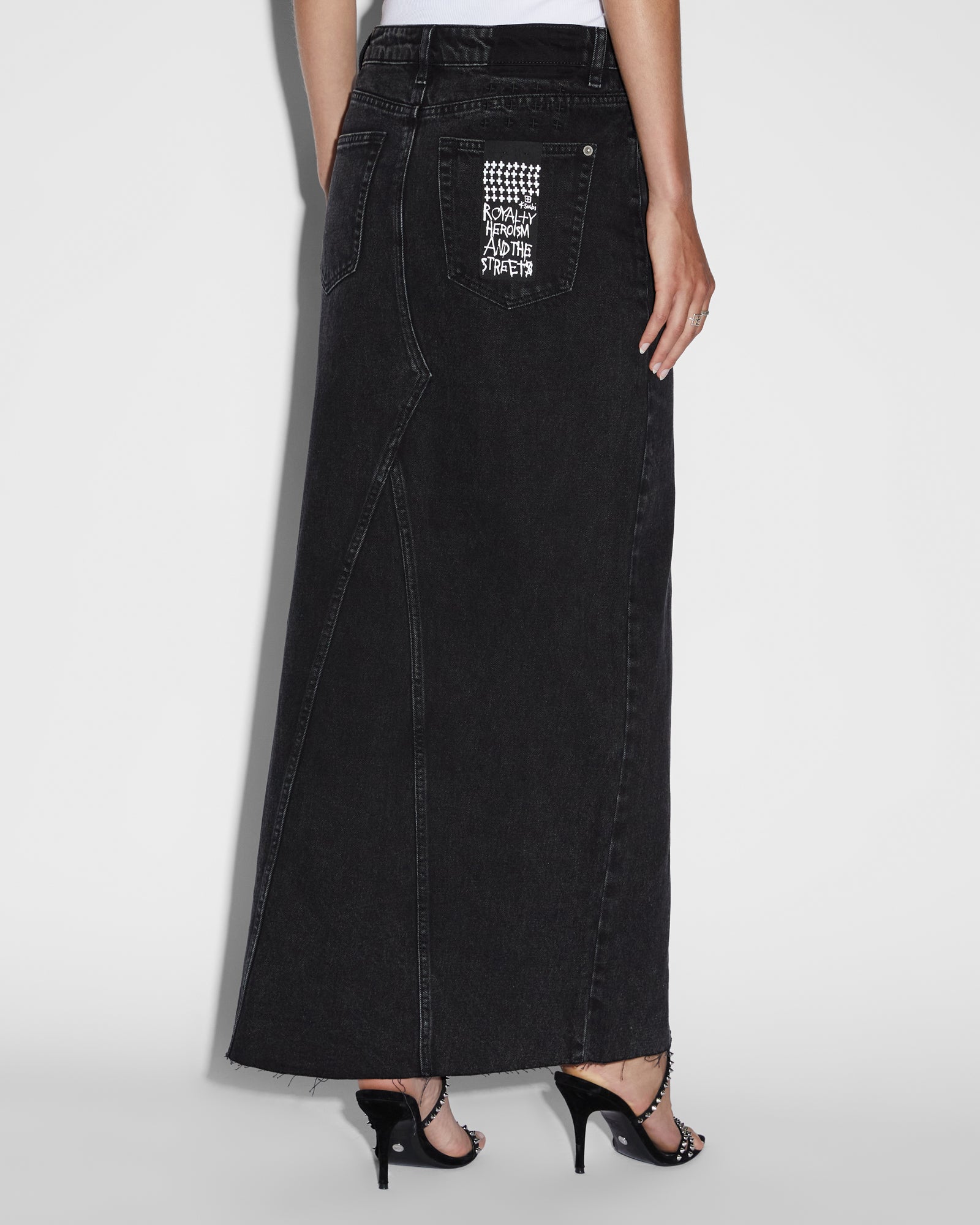 Relax Maxi Skirt - Washed Black Denim - Image 3