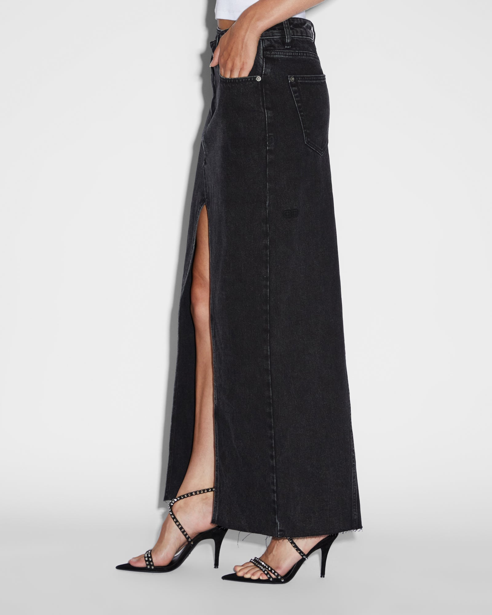 Relax Maxi Skirt - Washed Black Denim - Image 4