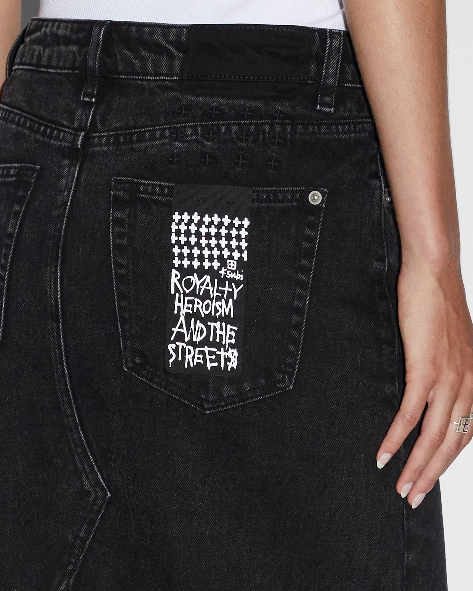 Relax Maxi Skirt - Washed Black Denim - Image 6