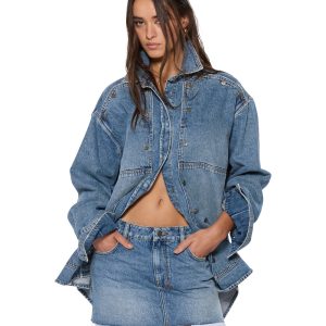 Womens Bolt Oversized Ls Shirt Swept Shirts
