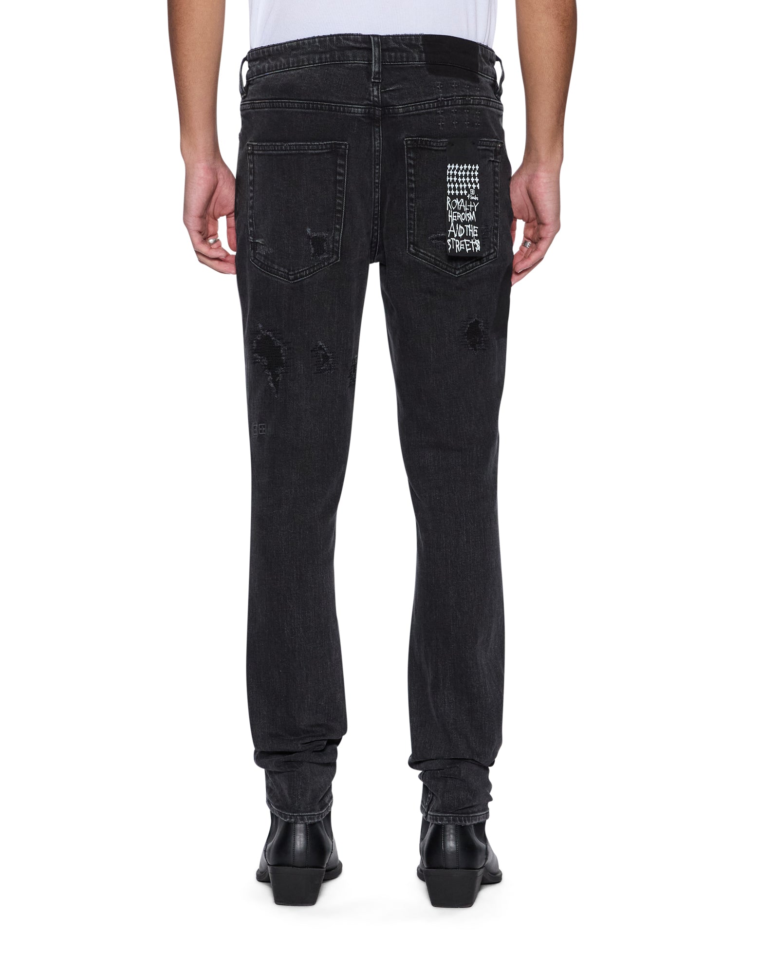 Mens Van Winkle Led Black Rockstar Repair Skinny Denim Jeans - Image 4