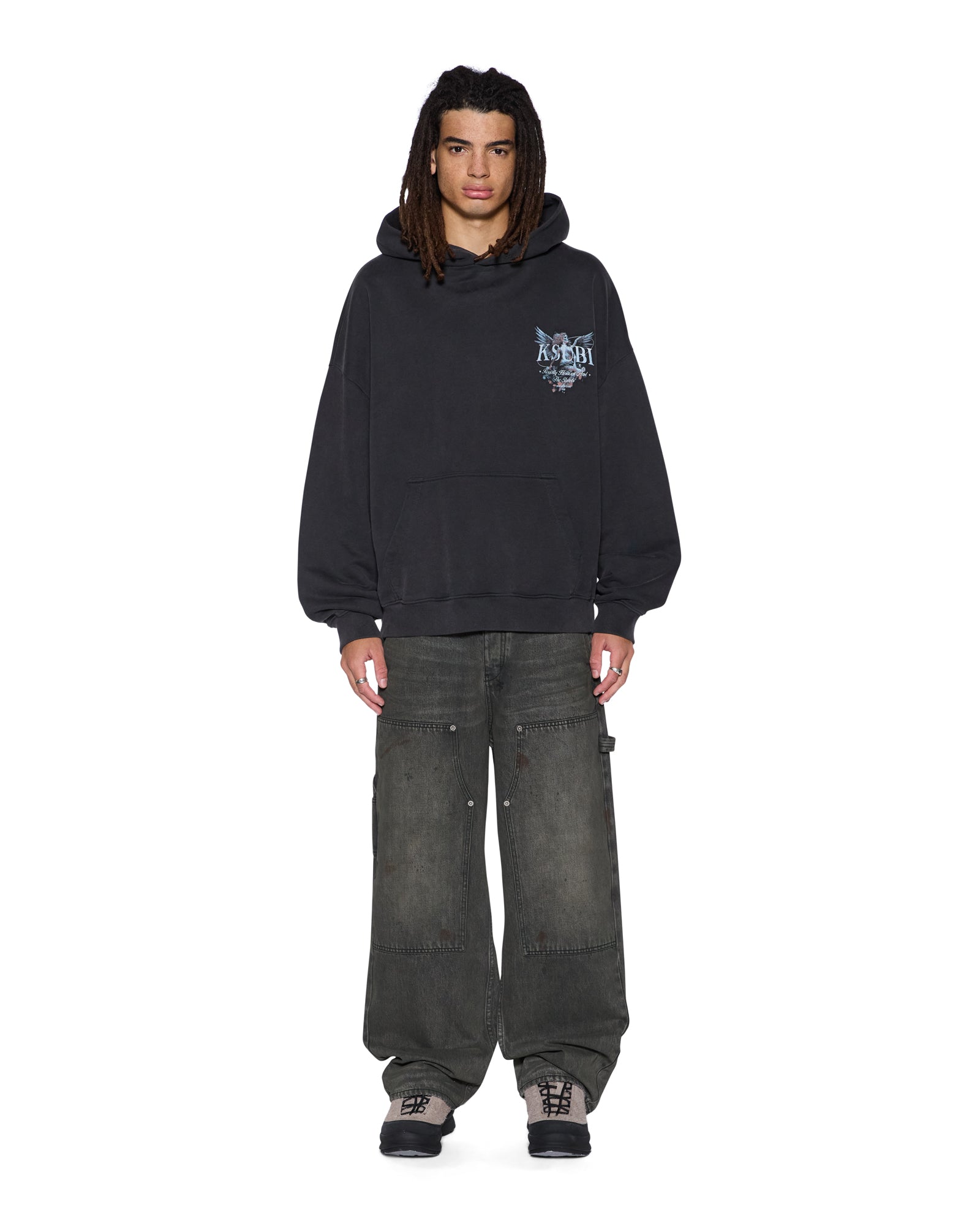 Mens Spirit Ekcess Hoodie Acid Black Fleece - Image 2