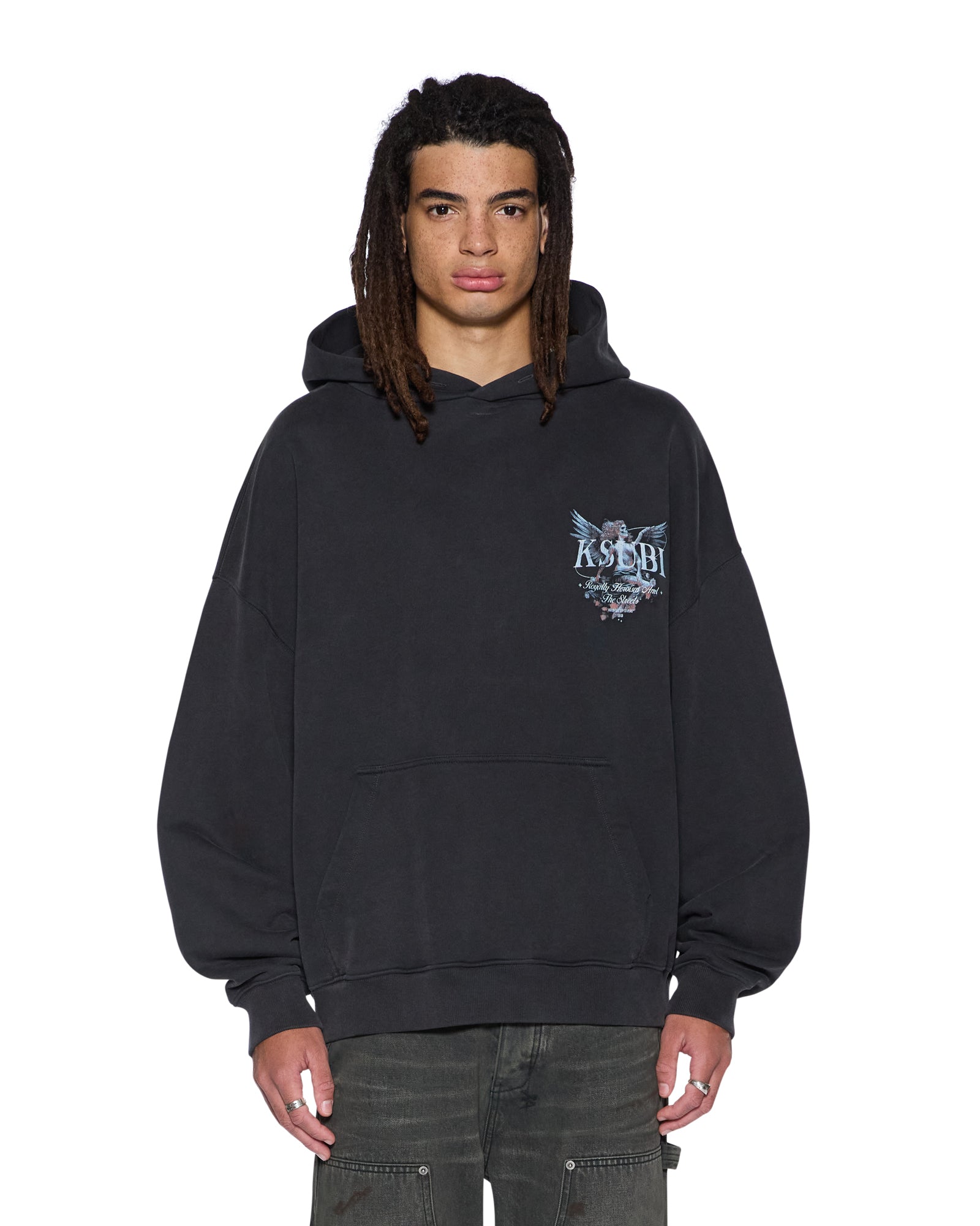 Mens Spirit Ekcess Hoodie Acid Black Fleece - Image 3