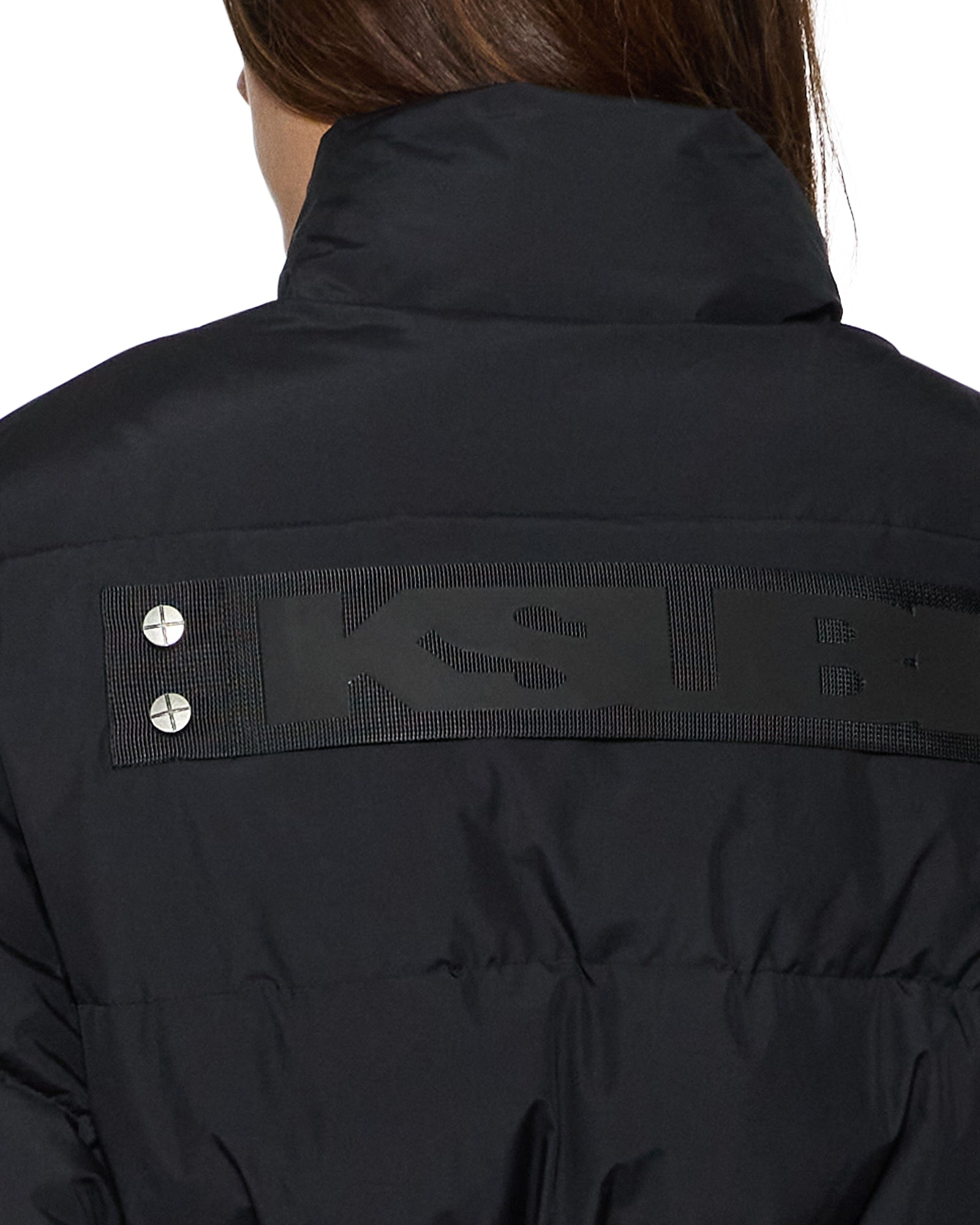 Womens Cinched Puffer Black Jackets - Image 6
