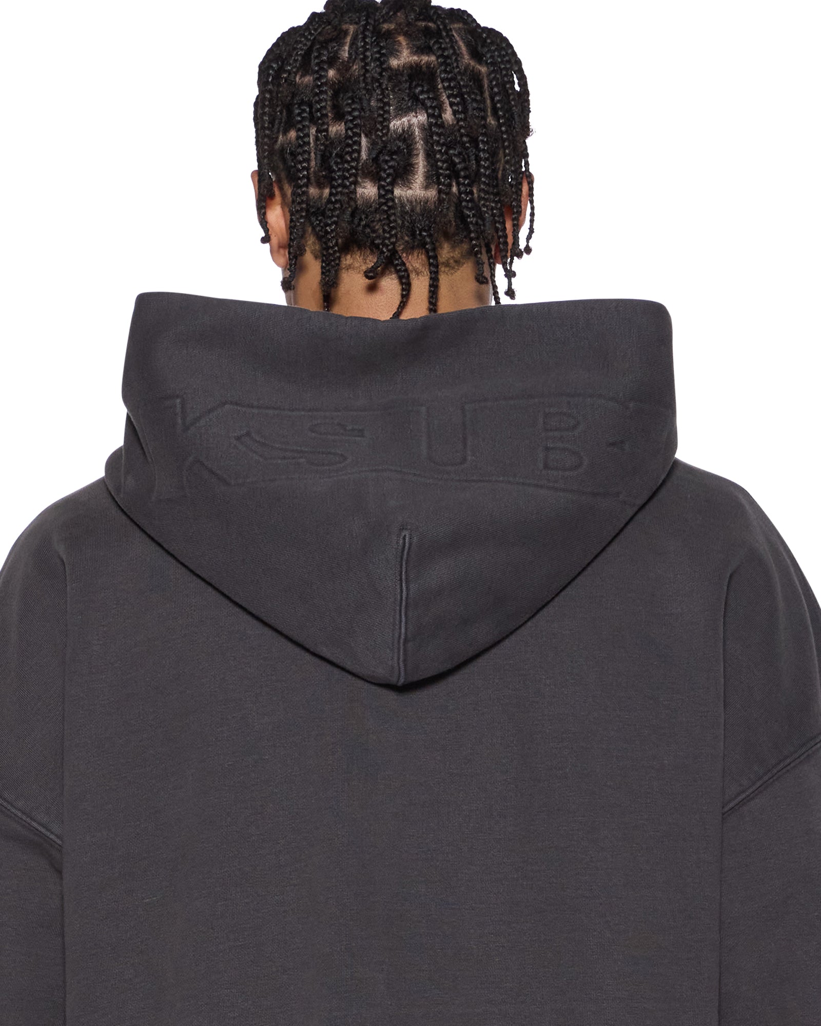 Mens Intruder Ekcess Hoodie Faded Black Fleece - Image 3