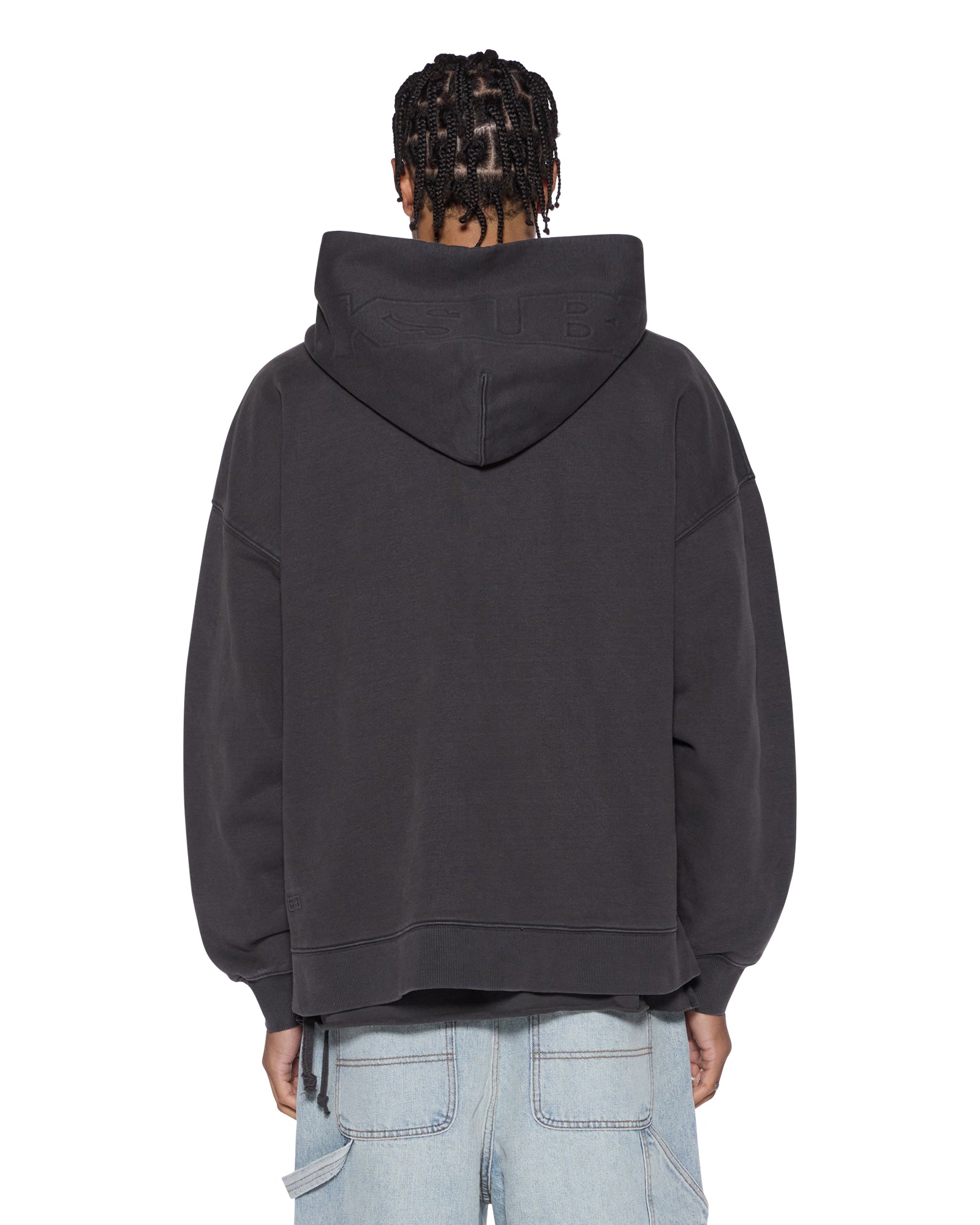 Mens Intruder Ekcess Hoodie Faded Black Fleece - Image 4