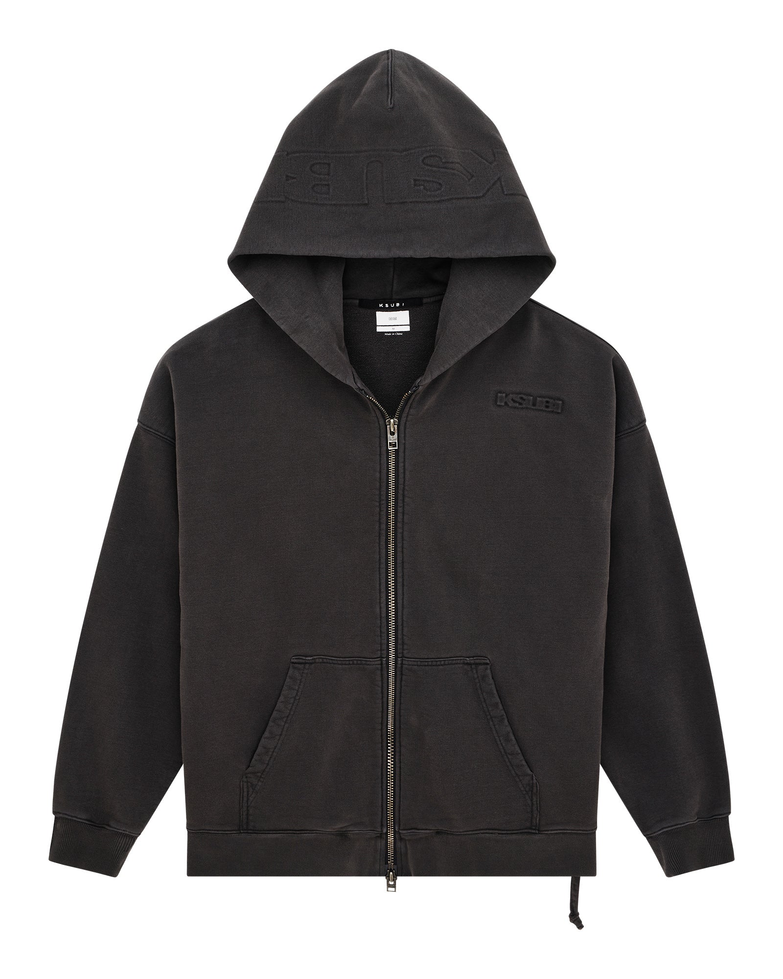 Mens Intruder Ekcess Hoodie Faded Black Fleece - Image 5